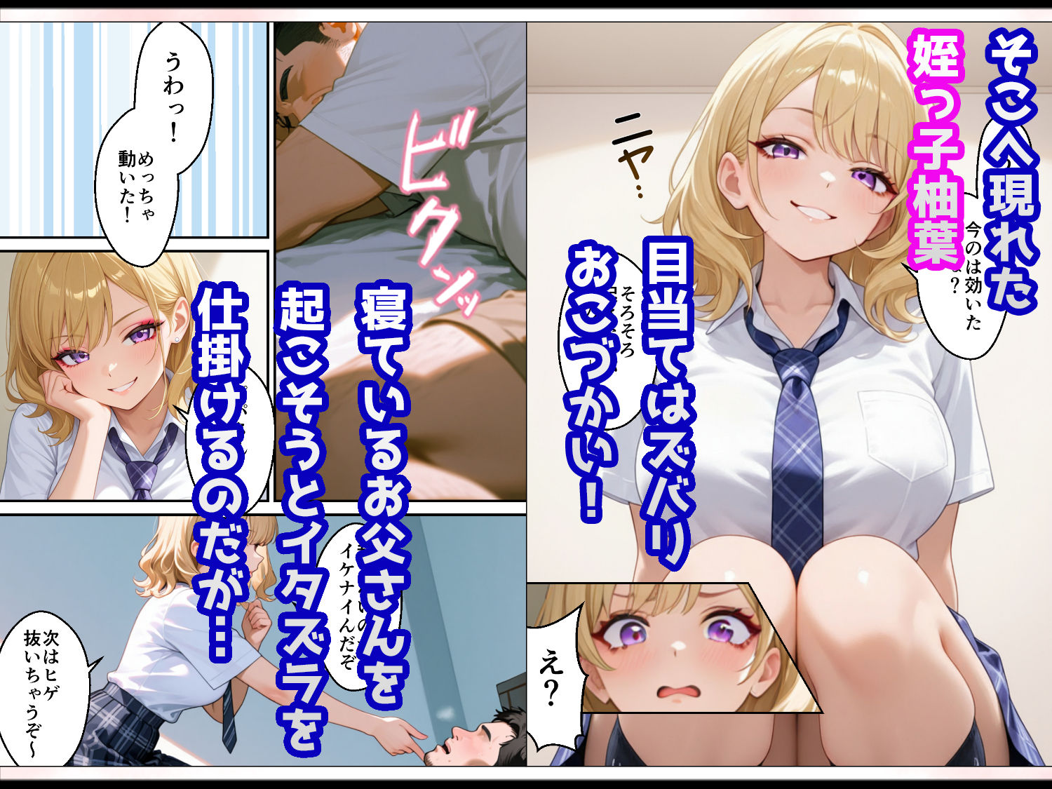 普段はマジメなお父さん、宅飲みで酔って寝ていたらお小遣いをもらいにきた白ギャルな姪っ子にイタズラされてしまう サンプル5ページ目