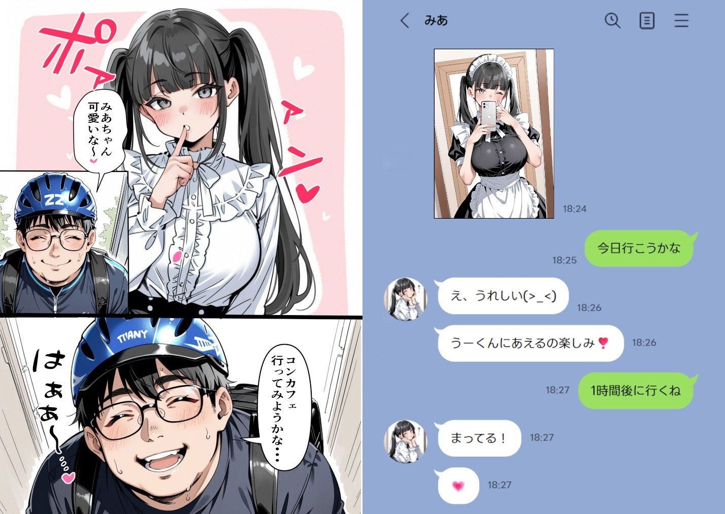 Ub●rの配達先で推しコンカフェ嬢が彼氏とヤってた話 サンプル2ページ目