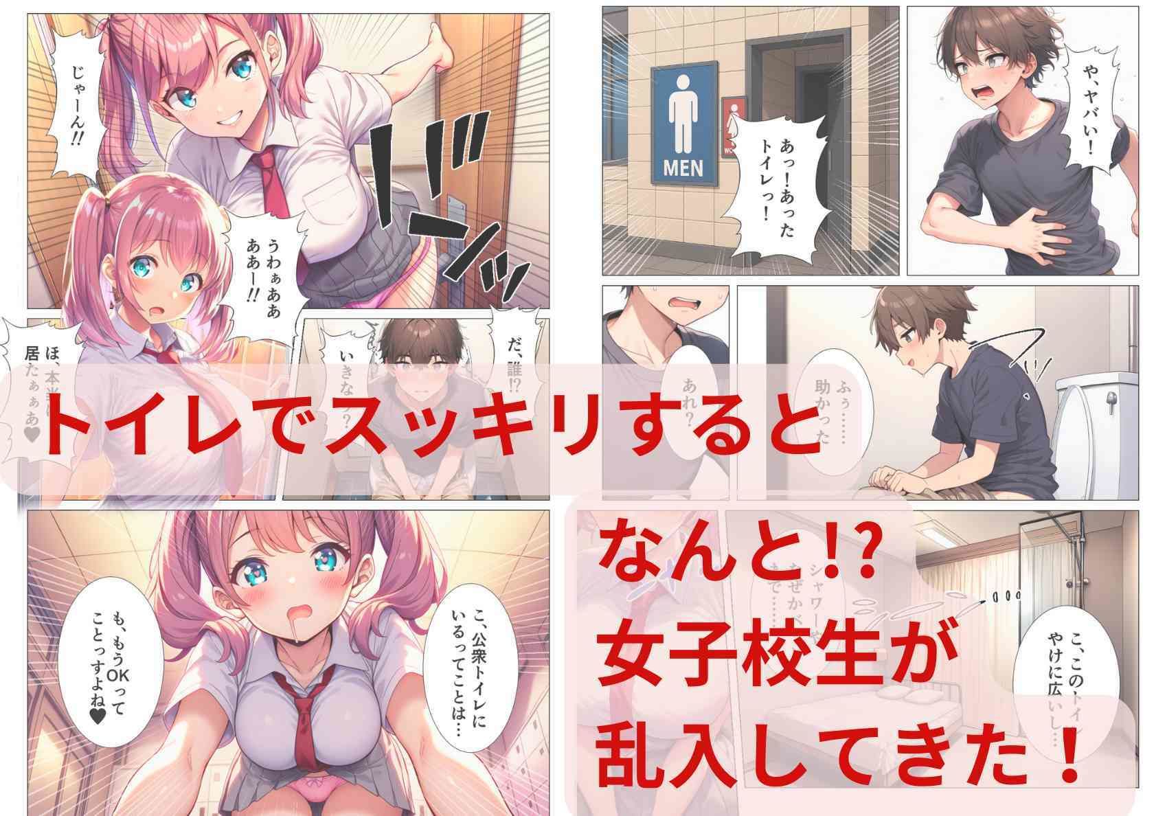 貞操観念逆転世界で公衆トイレに入ったら女子校生に襲われた話 サンプル2ページ目