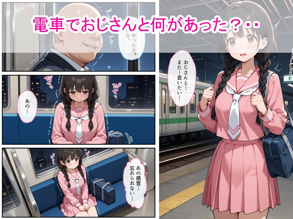 おさげ女子校生に電車中年男が縛り目隠しで中出しをした話 サンプル3ページ目