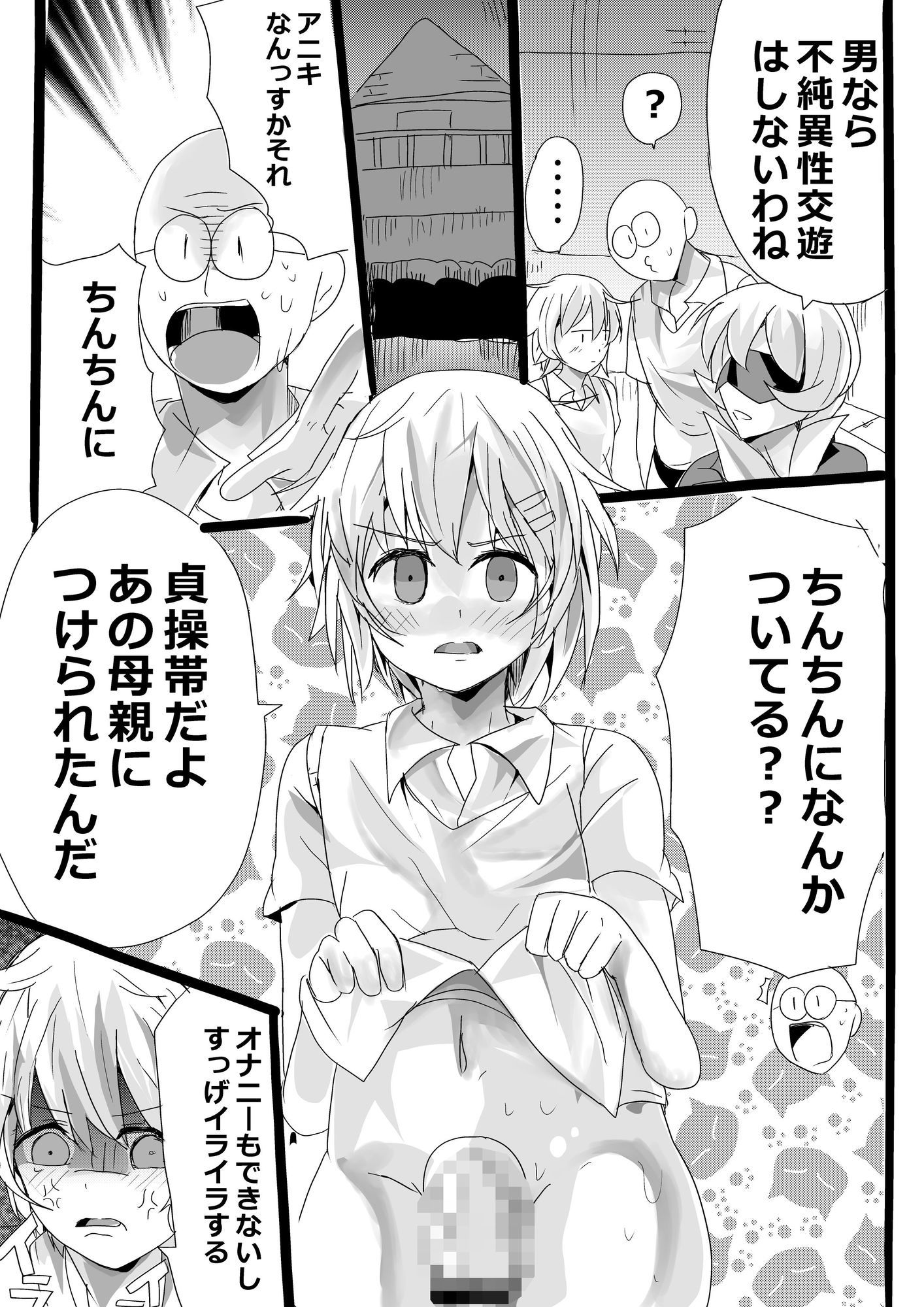 貞操帯をつけたアニキのオ○ニーの手伝うお話 サンプル3ページ目