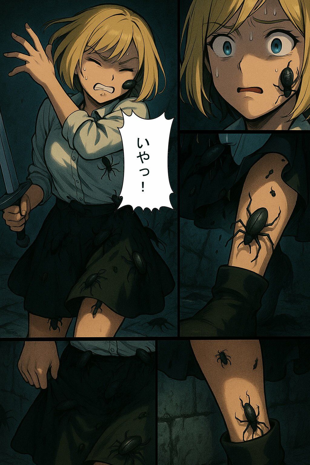 女冒険者の地下迷宮探索2（蟲姦、豚姦、オーク、ダークファンタジー） サンプル1ページ目