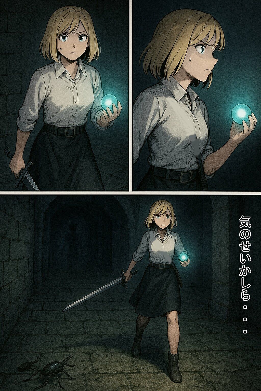 女冒険者の地下迷宮探索2（蟲姦、豚姦、オーク、ダークファンタジー） サンプル4ページ目