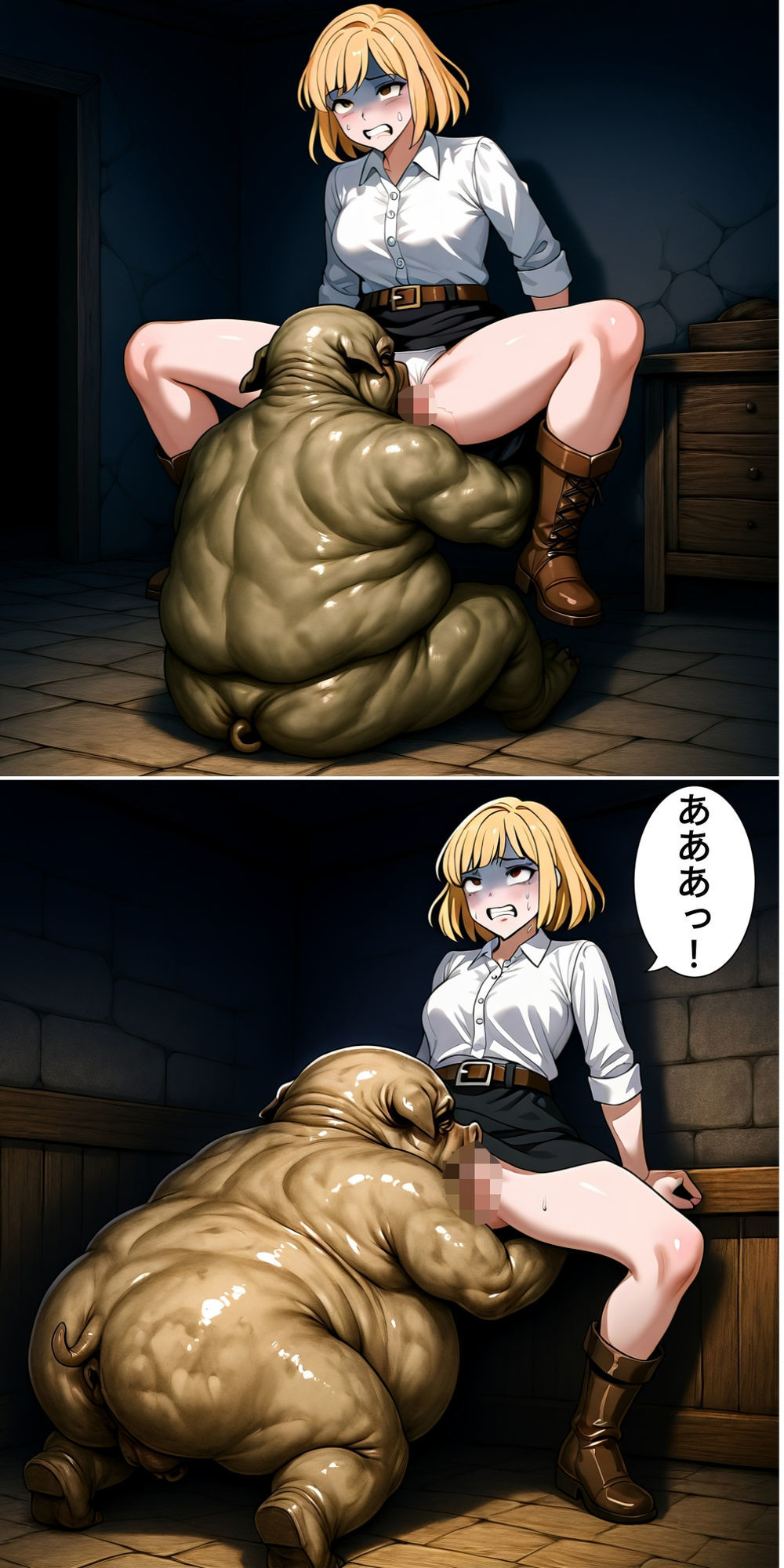女冒険者の地下迷宮探索2（蟲姦、豚姦、オーク、ダークファンタジー） サンプル7ページ目