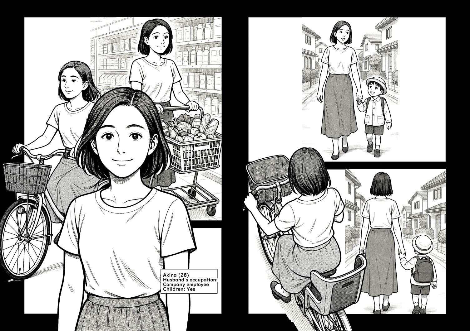 【AI作品】ママチャリの人妻 サンプル1ページ目