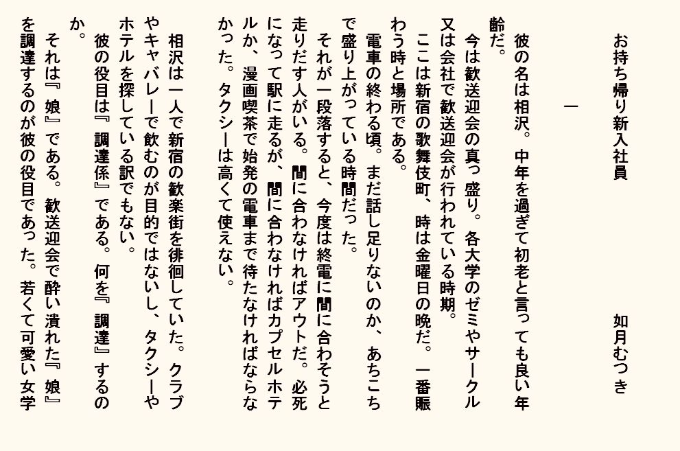 小説  お持ち帰り新入社員 サンプル1ページ目