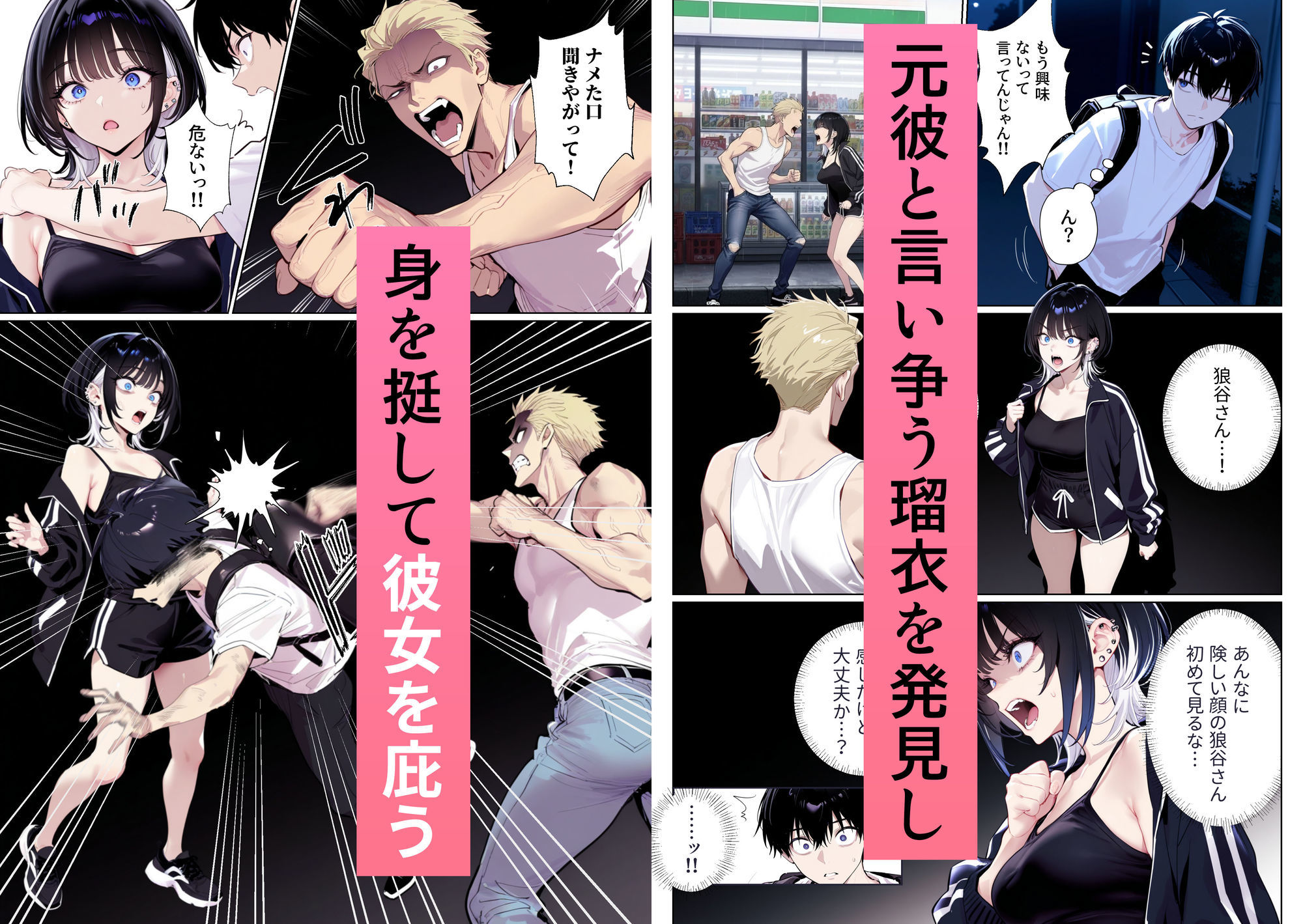 ウルフカットお姉さんを元カレから救出→即イチャラブ中出しご褒美SEX解禁 サンプル4ページ目