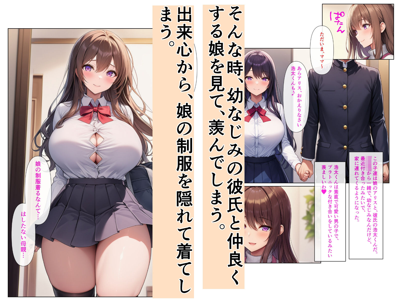 清楚系アラフォー人妻は欲求不満で娘の彼氏とらぶらぶえっちする話 サンプル2ページ目