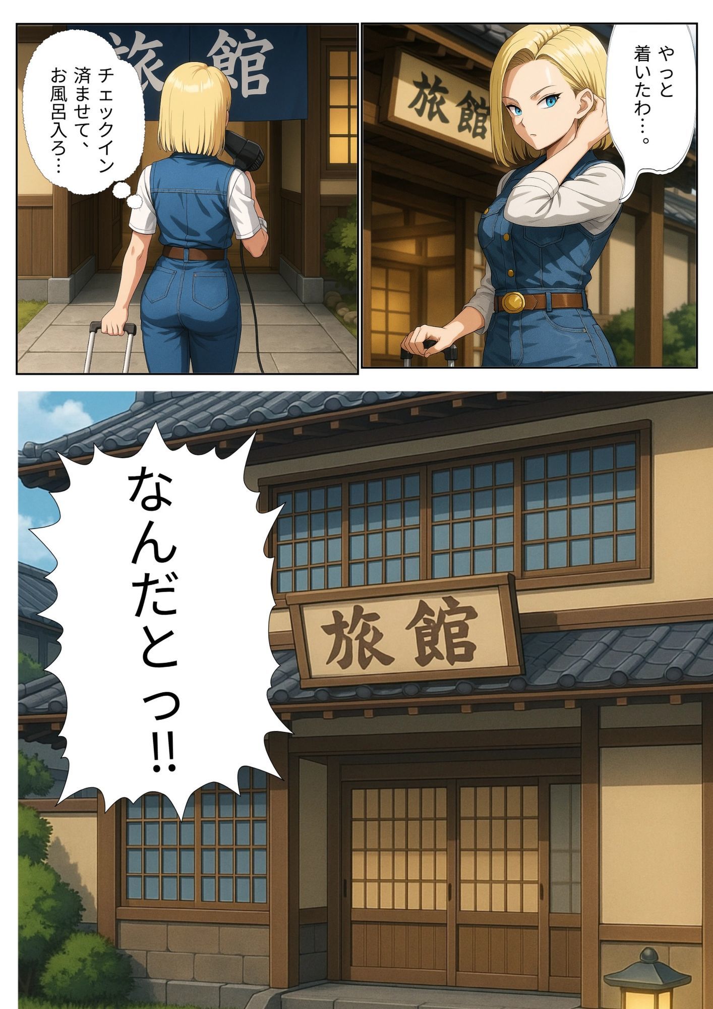 18号が旅館でベジ○タと相部屋に？プライドの高い二人はいがみ合うが次第に…。 サンプル1ページ目