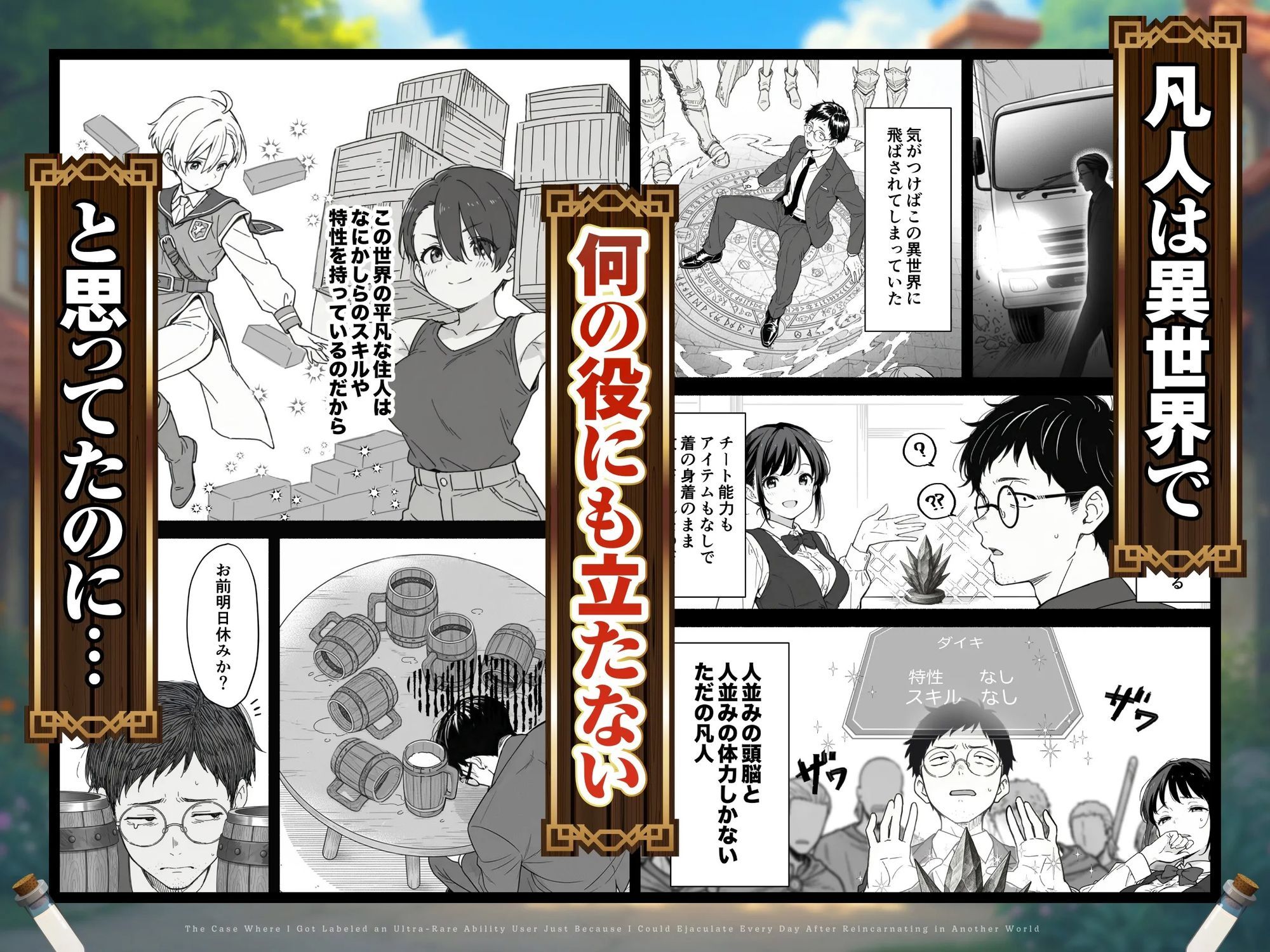 異世界転生したら毎日射精できるというだけで激レア能力者認定された件 サンプル1ページ目