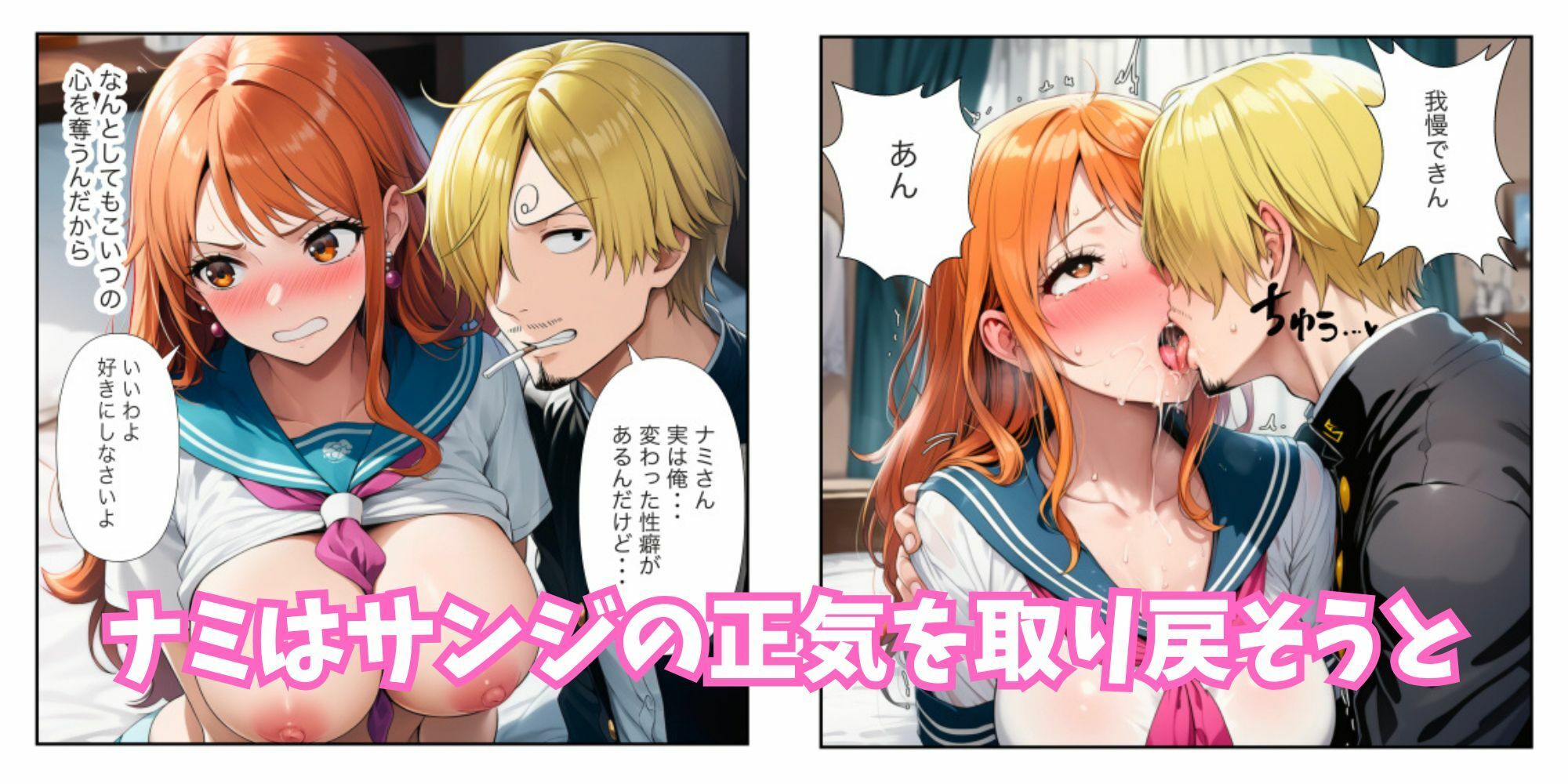 【ワンピ学園ハーレム】美女とサンジの制服えっち（ナミ・ボニー・ビビ） サンプル8ページ目