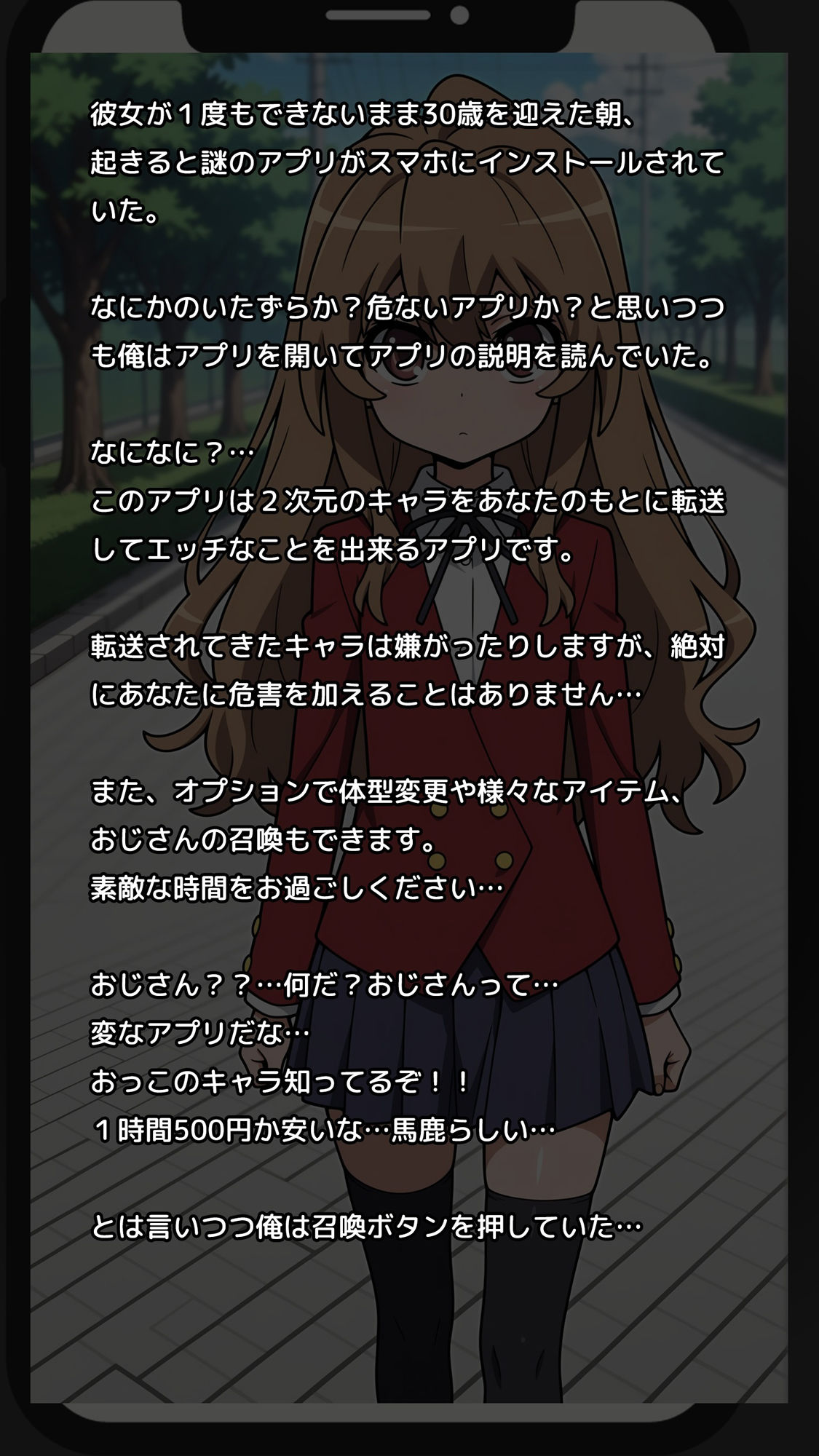 【一部セリフつき】Deliサモ☆ 美少女とおじさん強●召喚アプリ - 手乗りタイガー編 - サンプル1ページ目