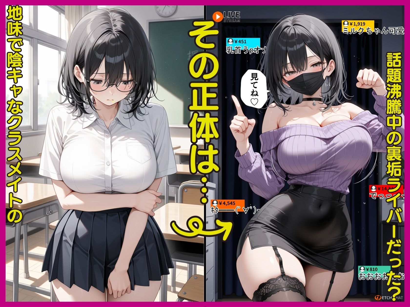 地味陰キャクラスメイトがあたシコ欲全開！！推しの裏垢ライバーだった サンプル10ページ目