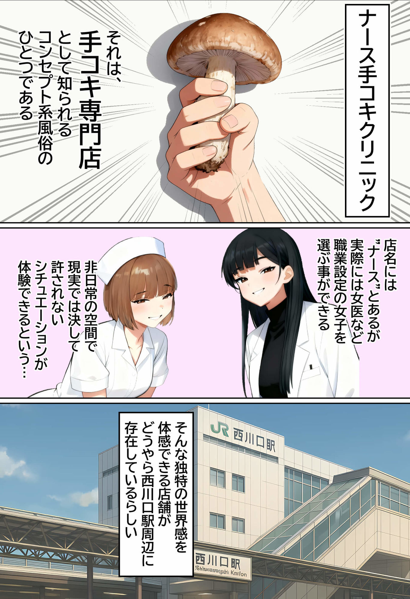 【実話】西●口のナース風俗で新人ナース（20）に乳首責めされてM開発されちゃった平成1桁非モテ男性www サンプル1ページ目