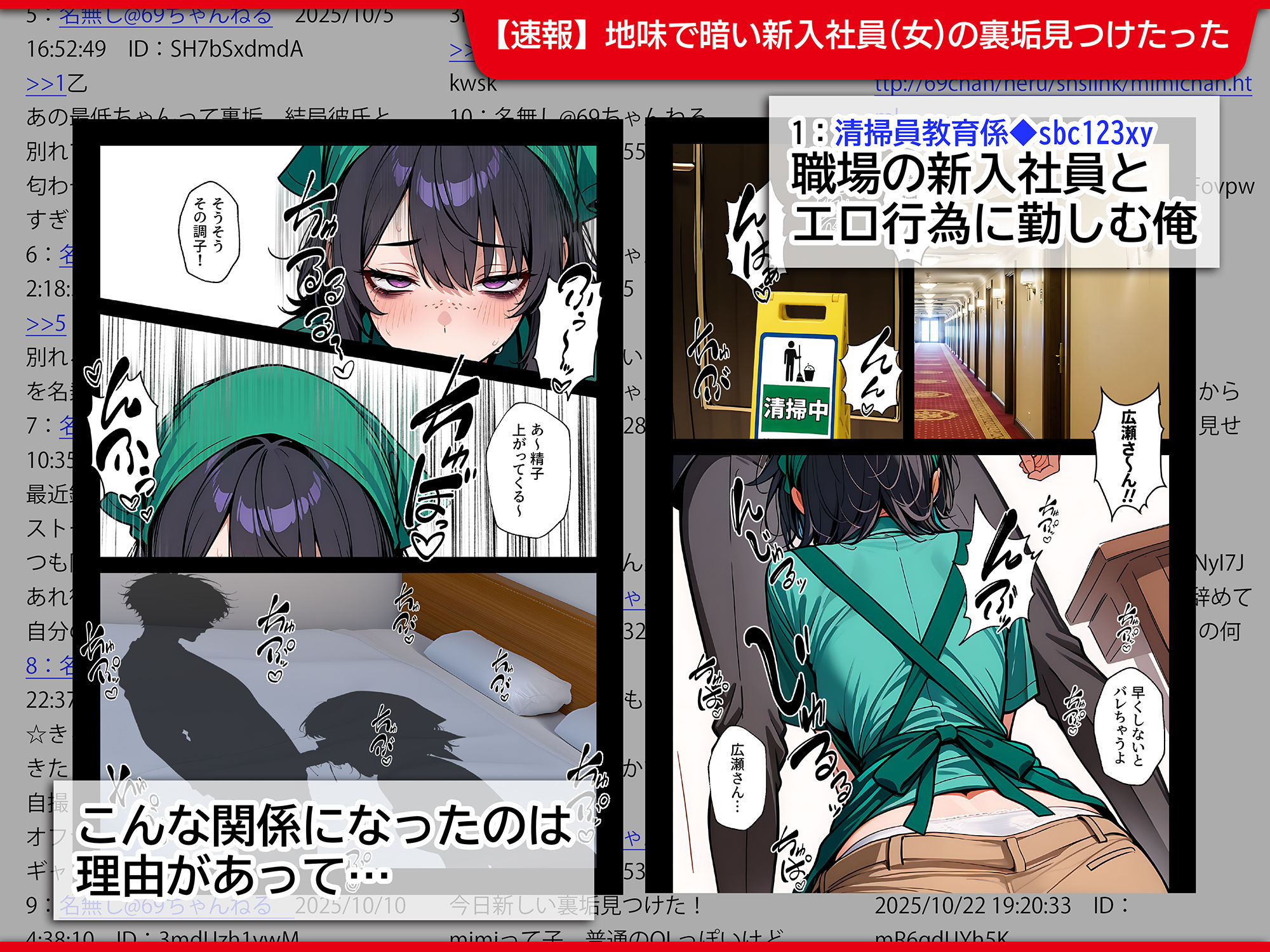 地味でブスだと思ってた新人清掃員の裏垢特定 粘着SEXで彼氏と別れさせた物語 サンプル1ページ目