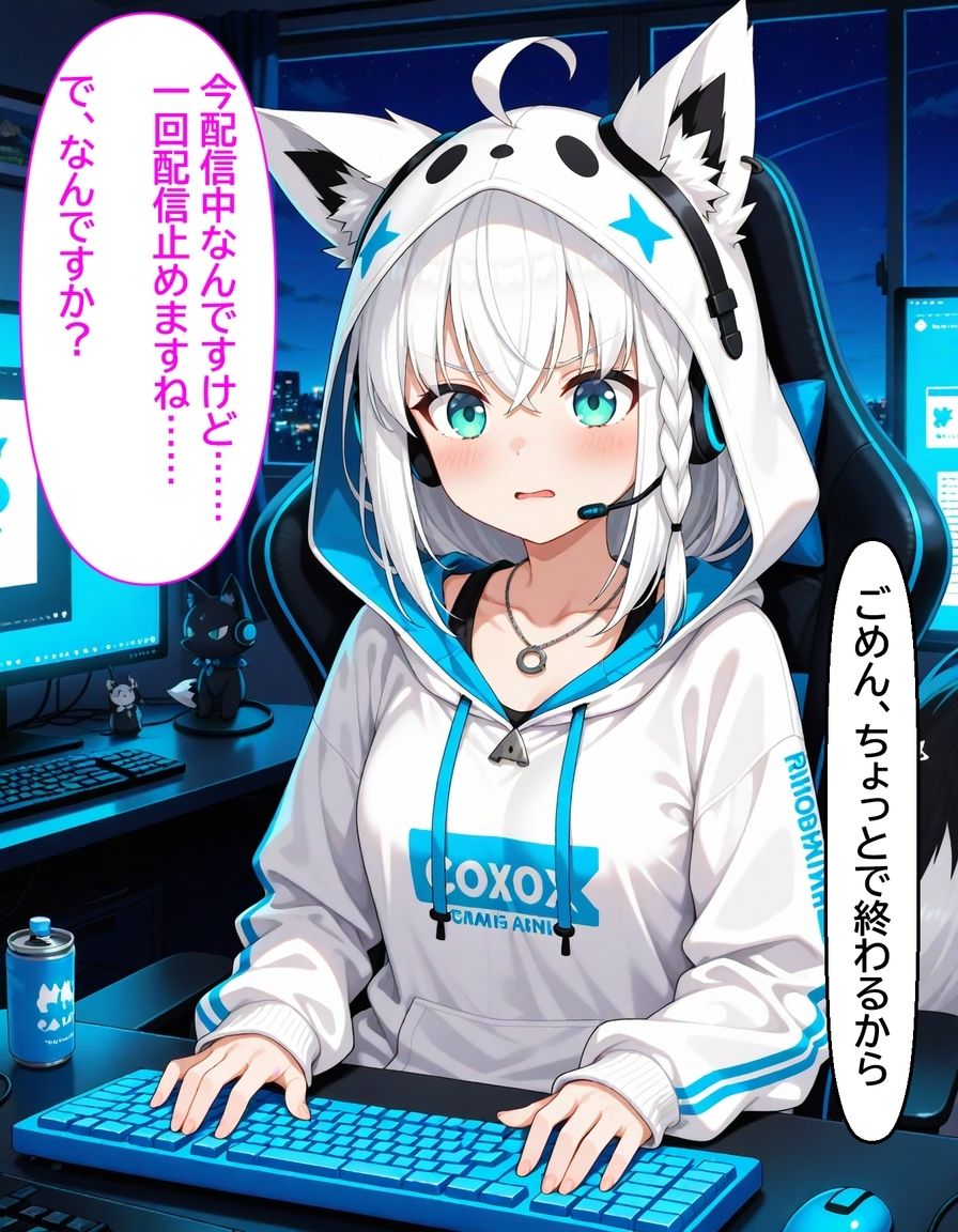 白〇フブキ 〜配信部屋でオナニーさせられて発情Hする話〜 サンプル1ページ目