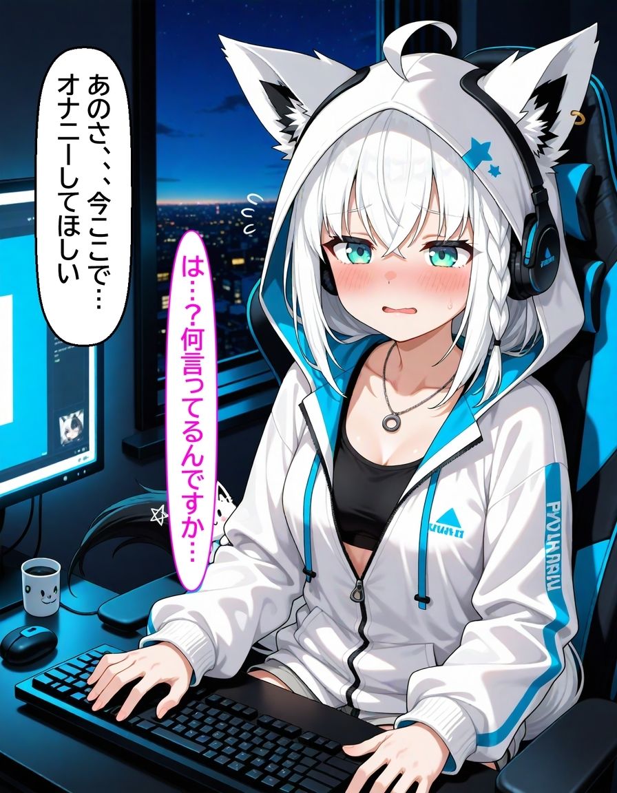 白〇フブキ 〜配信部屋でオナニーさせられて発情Hする話〜 サンプル2ページ目