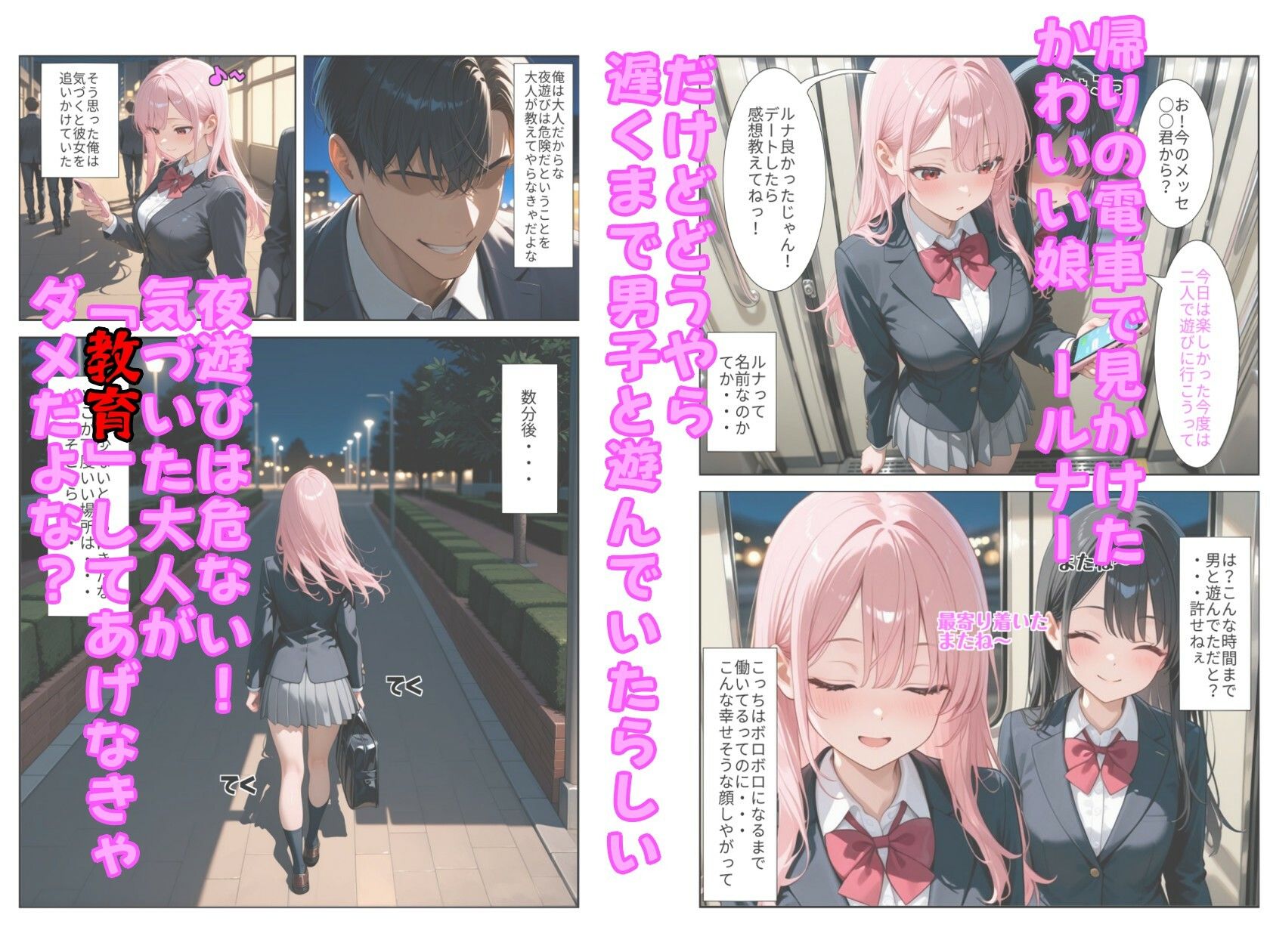 ピンク髪J○を堕として屈服させる話  その1 サンプル1ページ目