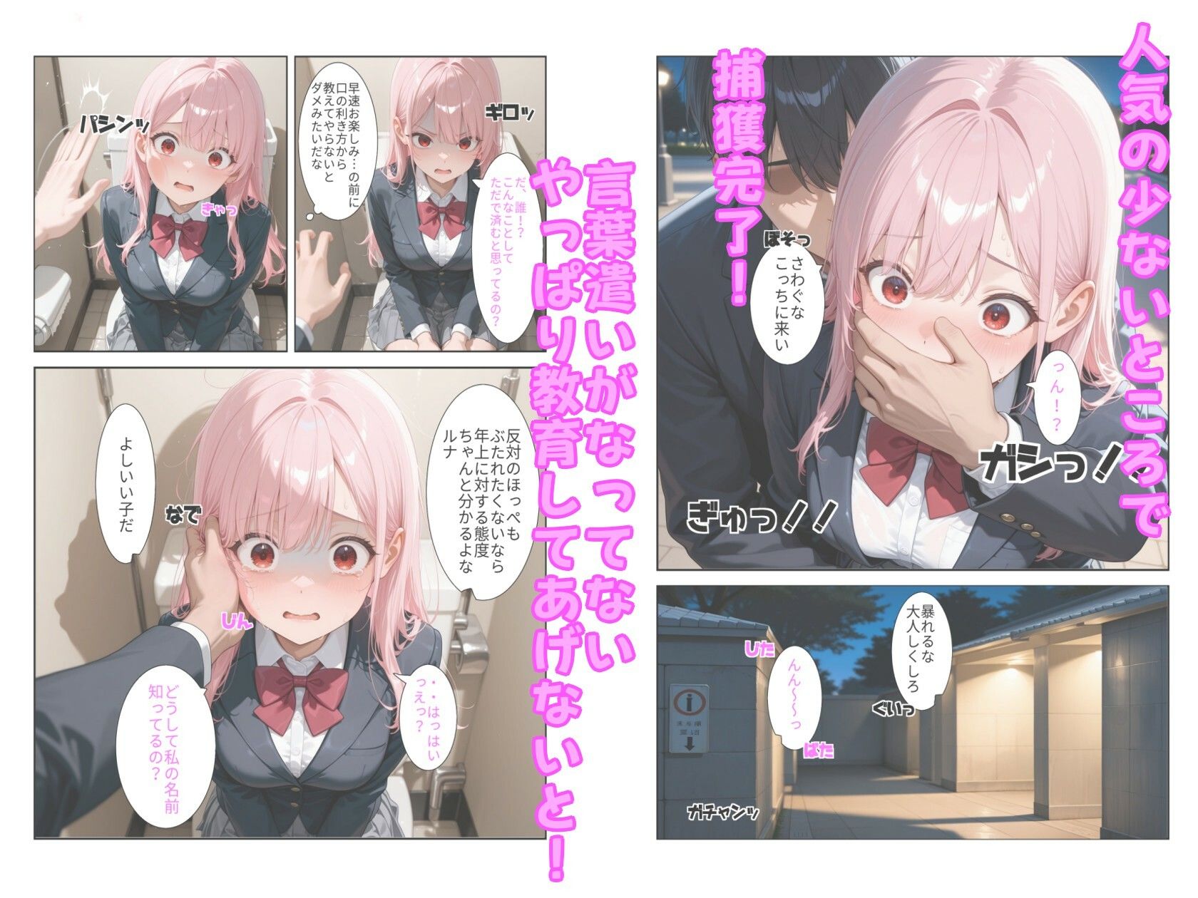 ピンク髪J○を堕として屈服させる話  その1 サンプル2ページ目