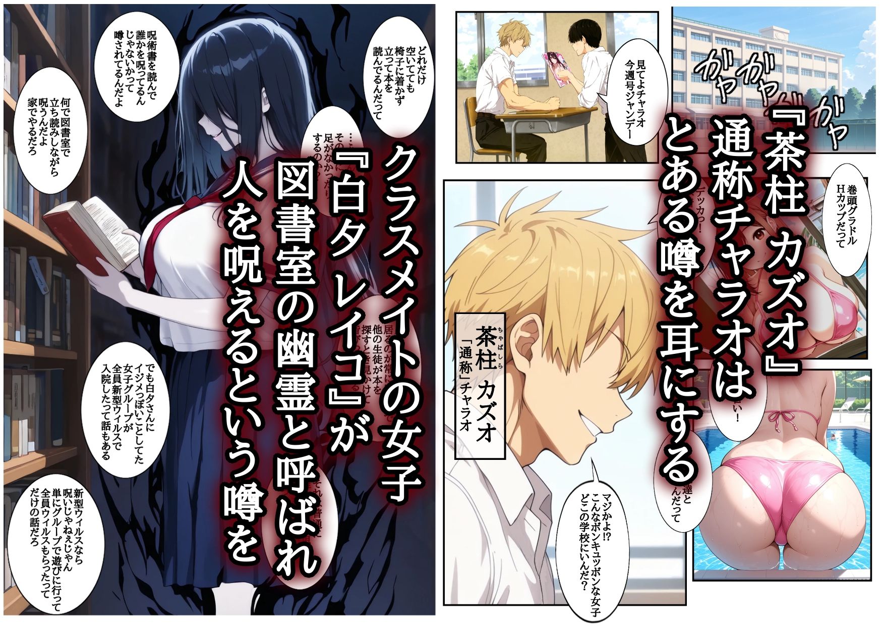 図書室の幽霊と呼ばれている女子にエッチなことしたら… サンプル1ページ目