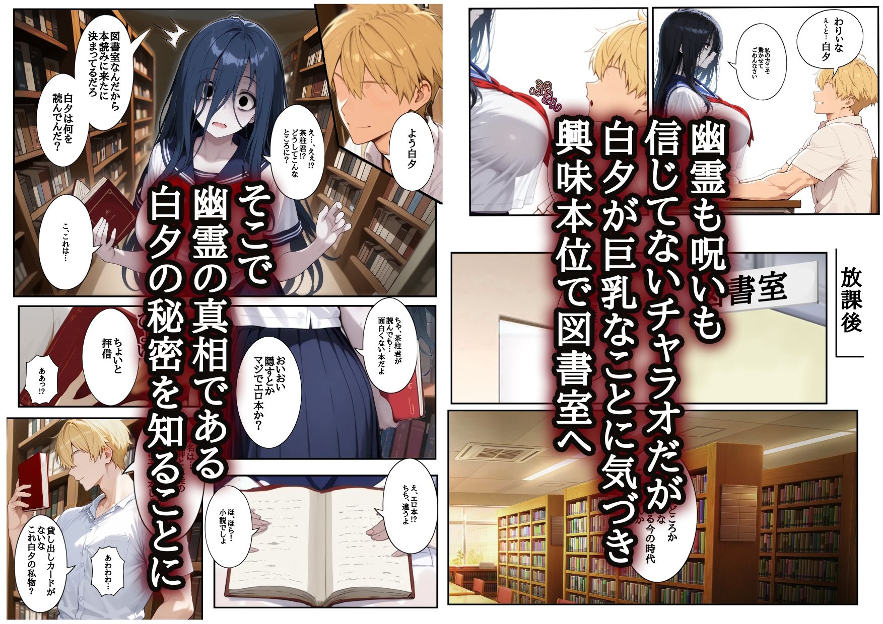 図書室の幽霊と呼ばれている女子にエッチなことしたら… サンプル2ページ目