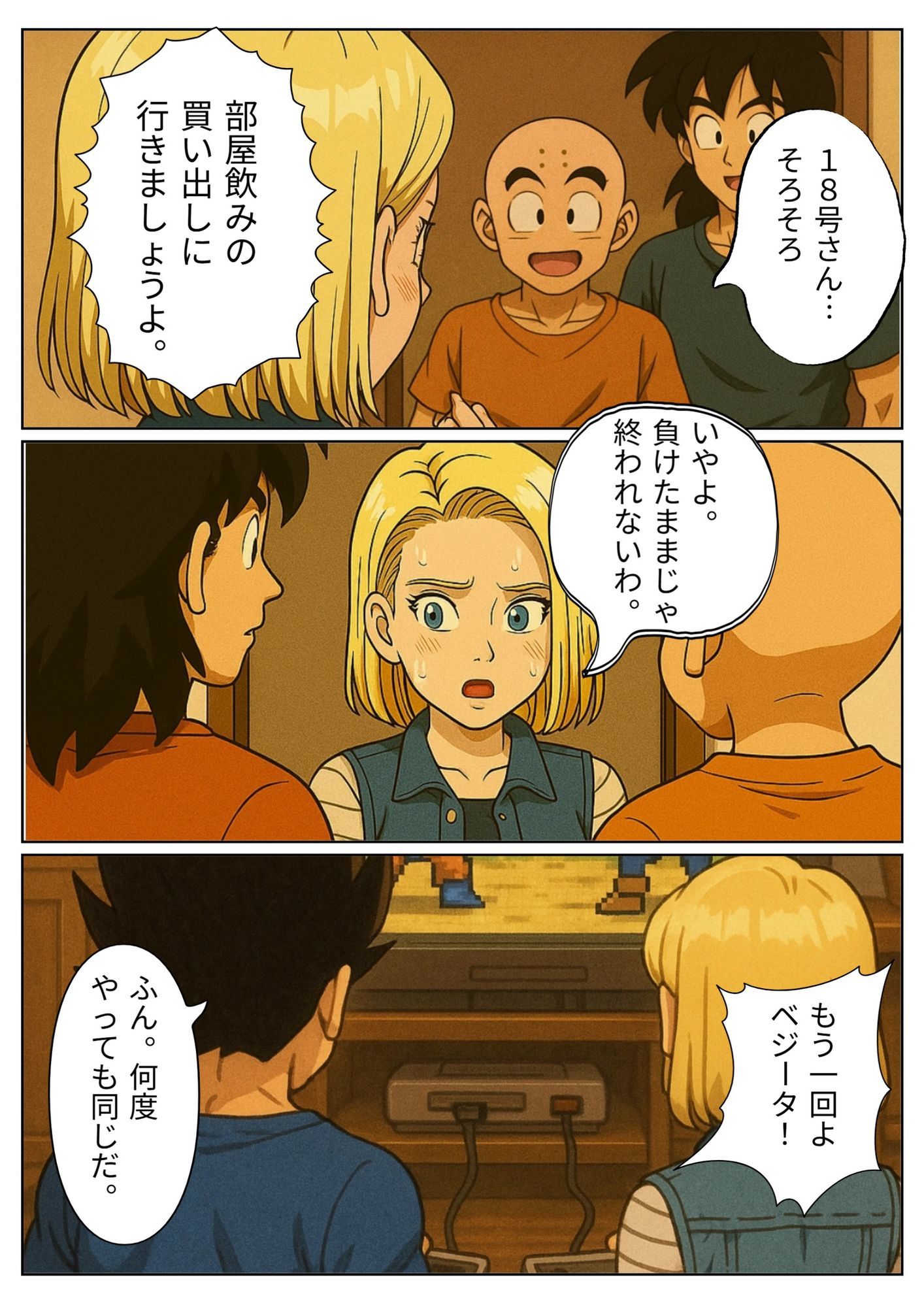 【NTR漫画】  1部屋飲みで二人きり…わずかな時間で寝とられる18号。 帰宅したクリ○ンが寝ている間も朝までサイヤ人とヤリまくり 1 サンプル3ページ目