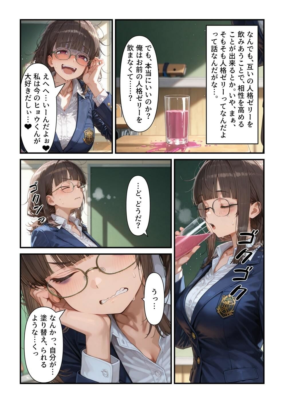 【乗っ取り】告白してきた女に合意で自分の人格ゼリーを飲ませてみた サンプル2ページ目