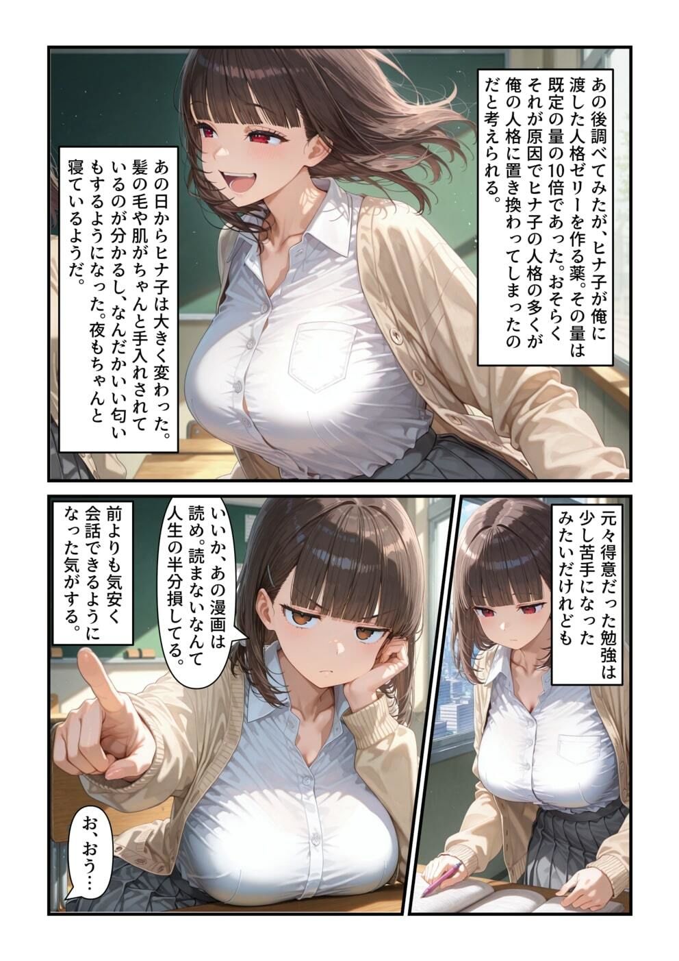 【乗っ取り】告白してきた女に合意で自分の人格ゼリーを飲ませてみた サンプル5ページ目