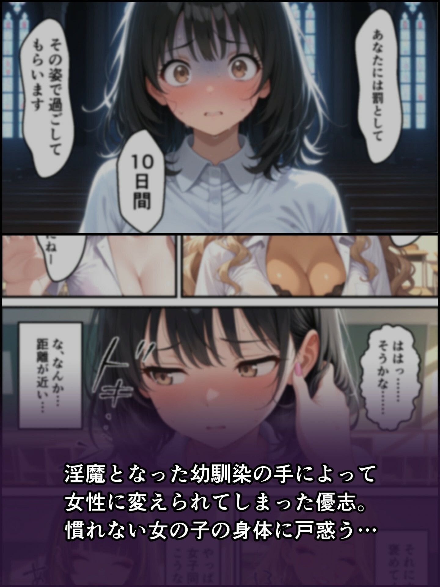 蝕宴のコラプティオ  淫魔シスターの呪いで少女に変えられた幼馴染が、歌の魔力でギャル淫魔に堕ちるまでの10日間 サンプル3ページ目