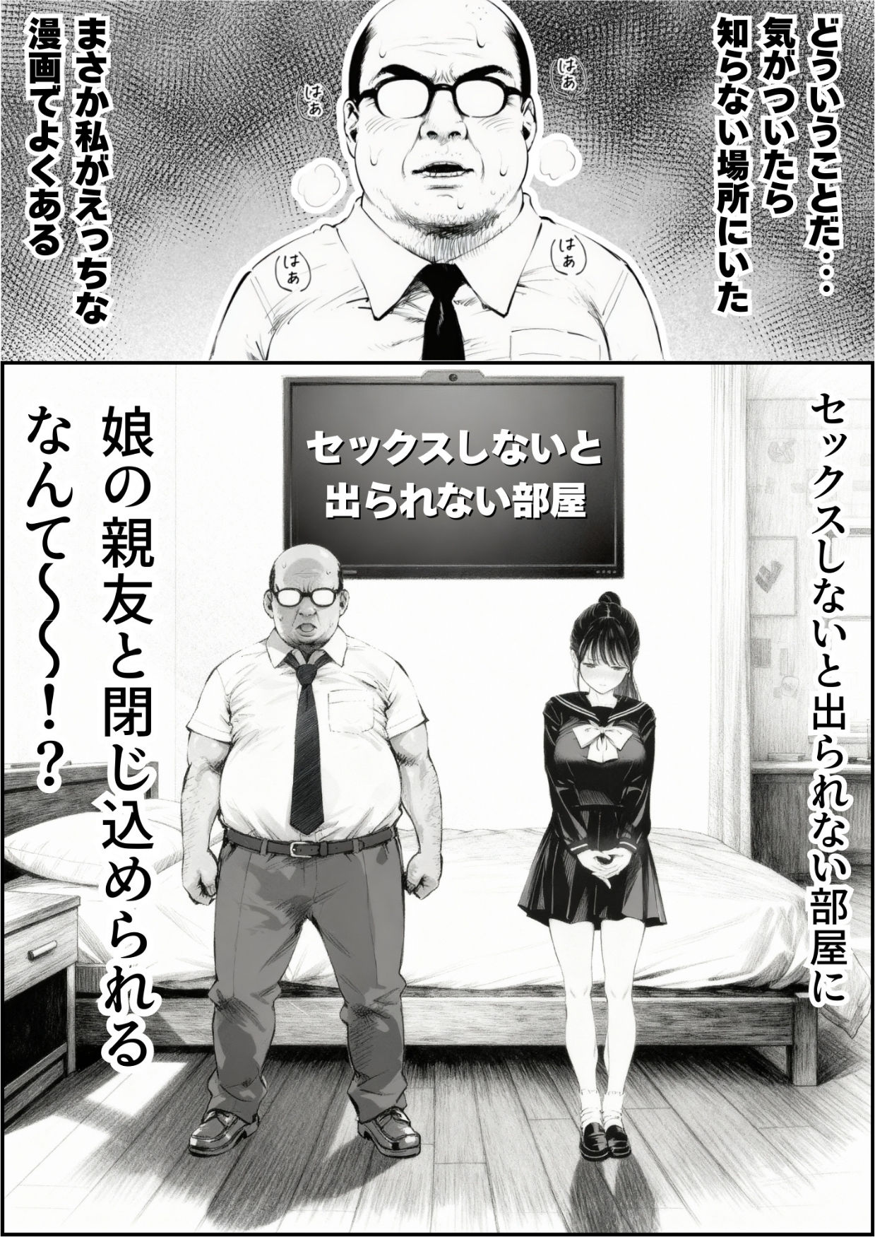 セックスしないと出られない部屋に娘の親友と閉じ込められたんだが・・・ サンプル1ページ目