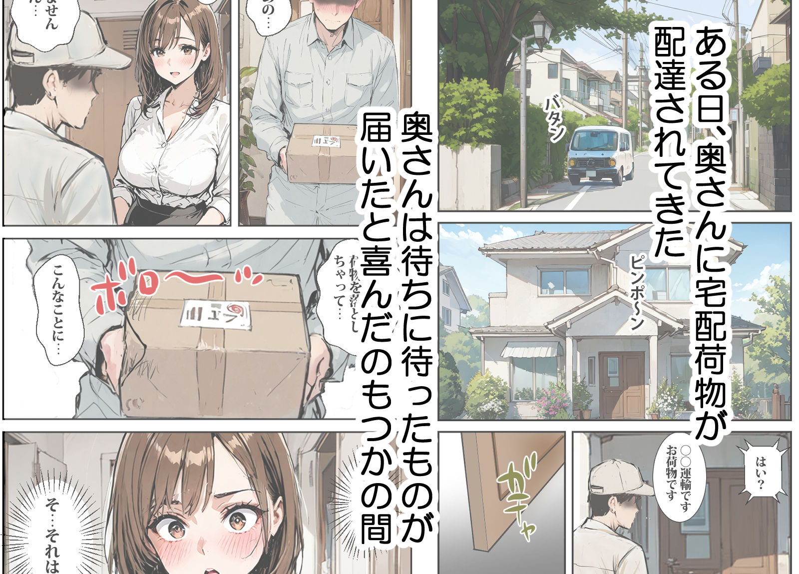 宅配荷物を落としただけなのに… サンプル1ページ目