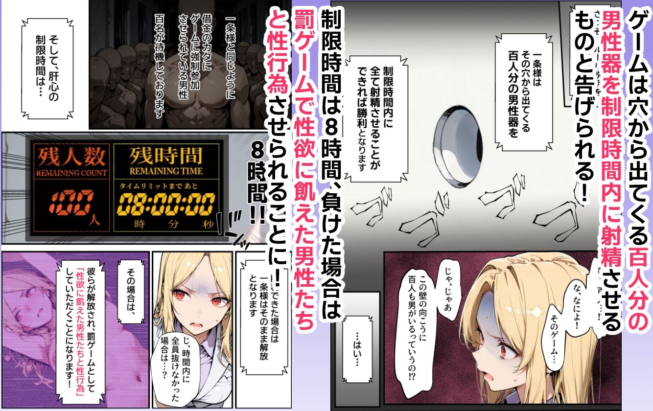 ホス狂い女社長、おち〇ぽ100本抜かないと出られない部屋、全員抜くまで帰れません！ サンプル4ページ目