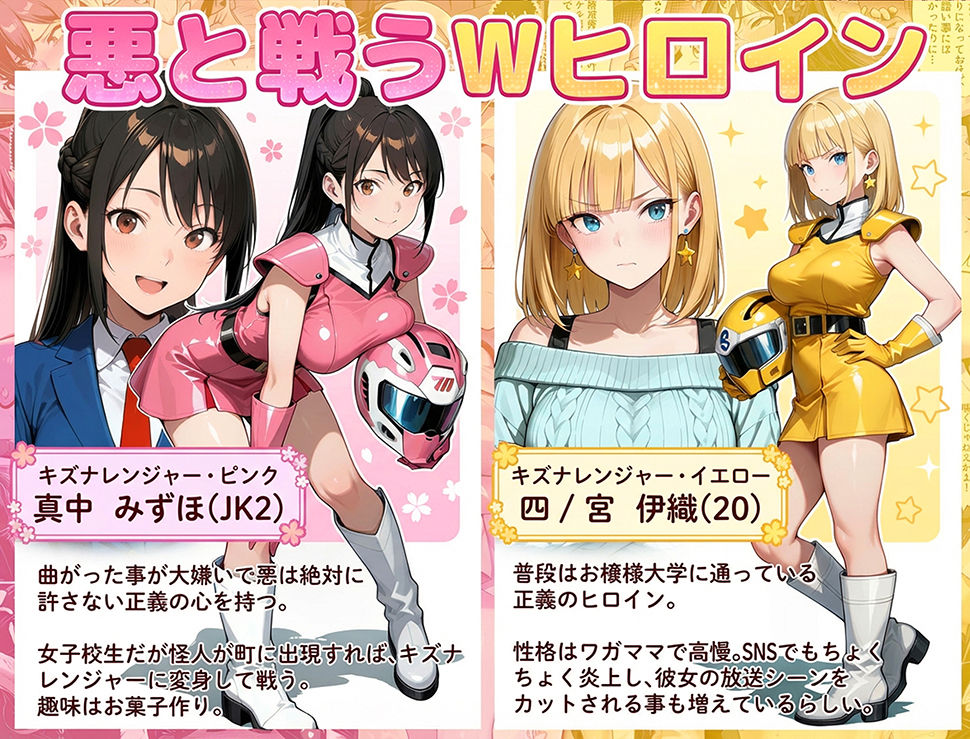 正義の戦隊ヒロイン！無限ハードSEXで戦えないほど快楽依存に調教され悪の組織に完堕ちする！・後編 サンプル2ページ目