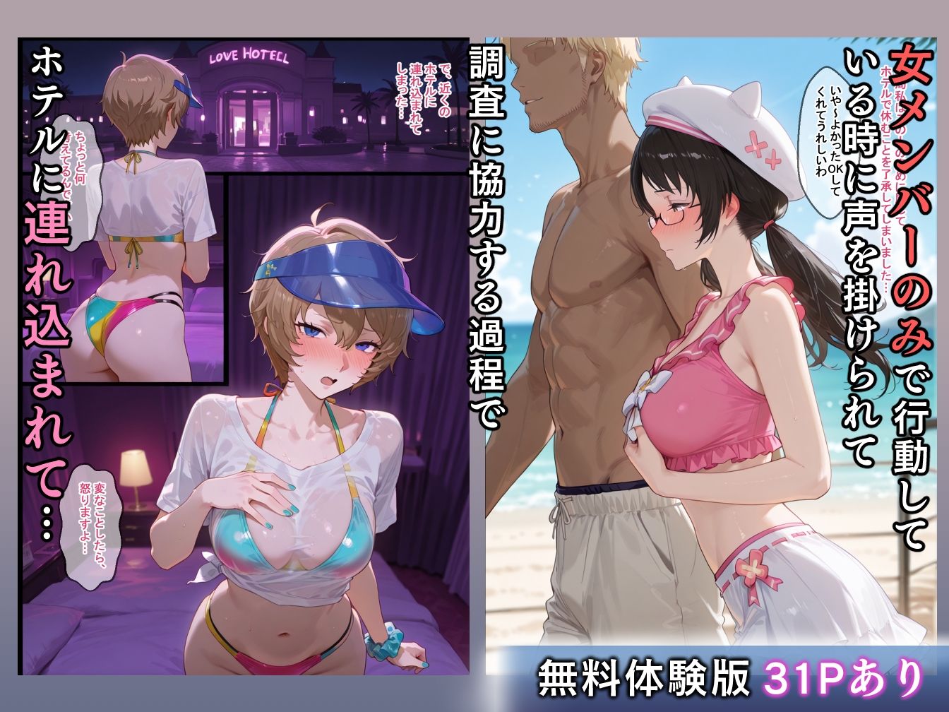 水着怪盗堕つ 海辺でナンパされたチャラ男にNTRされる女怪盗 サンプル3ページ目