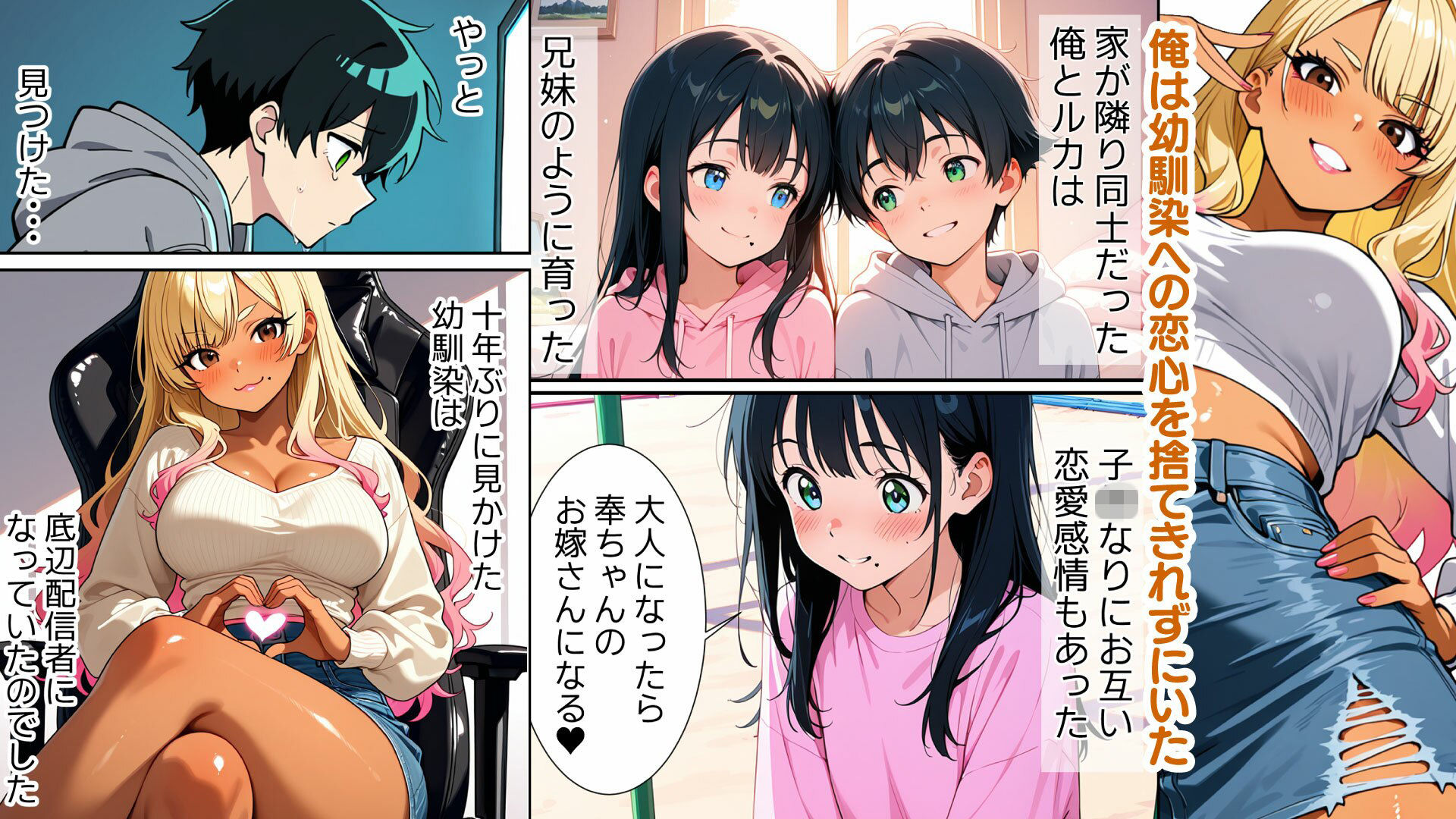 【投げ銭NTR】幼馴染は黒ギャル底辺配信者・成金野郎との濃厚SEX実況中・泣きながらも勃起してシコってしまう サンプル1ページ目