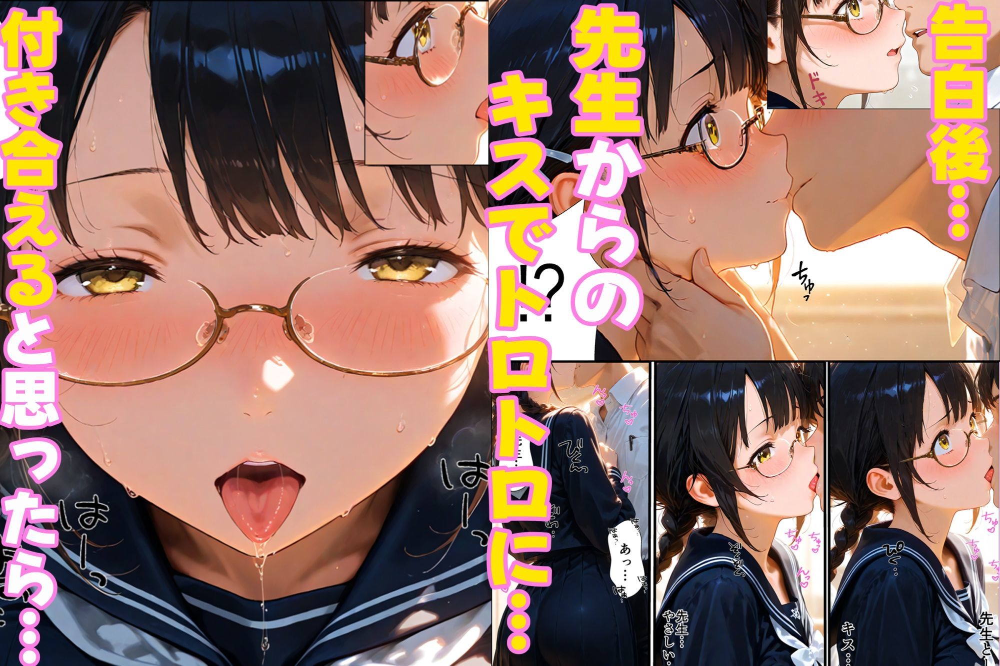 清楚な巨乳図書委員が大好きな先生に無理やりセックスさせられる話 サンプル2ページ目