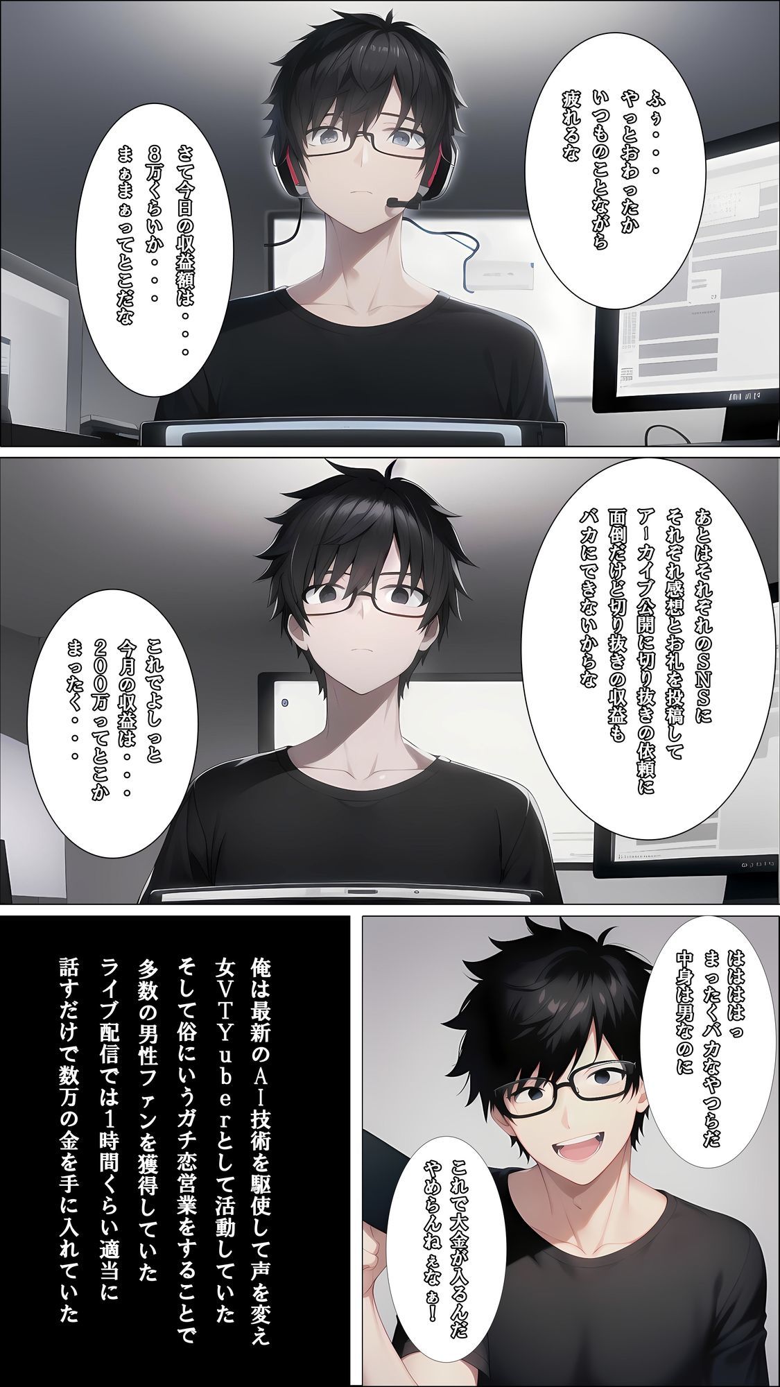 女VTuber（男）の俺が身バレして雌奴●に堕とされるなんて サンプル3ページ目