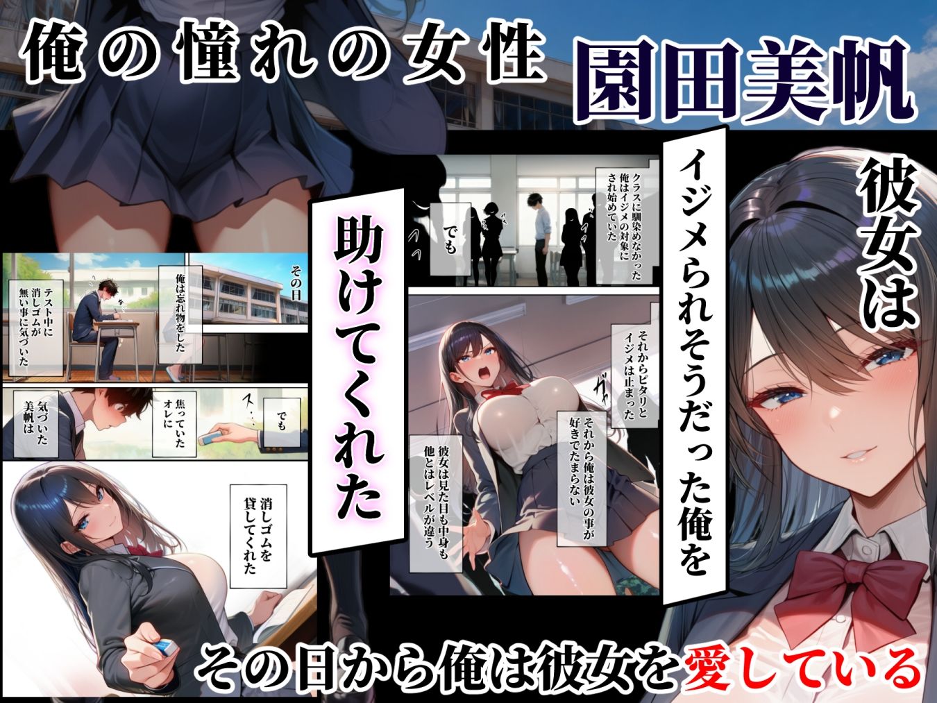 同じクラスの巨乳黒髪女神の心に空いた穴をオレの穢れた巨根でアナウメする話 サンプル1ページ目