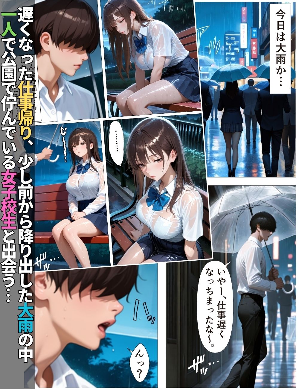 雨の日に家出少女を拾ったらお礼に精子空っぽにしてもらった話【コミック】【女子校生】【中出し】【誘惑】【ご奉仕】 サンプル1ページ目