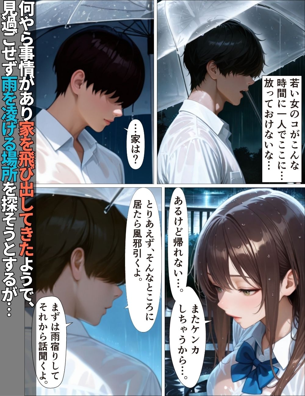 雨の日に家出少女を拾ったらお礼に精子空っぽにしてもらった話【コミック】【女子校生】【中出し】【誘惑】【ご奉仕】 サンプル2ページ目