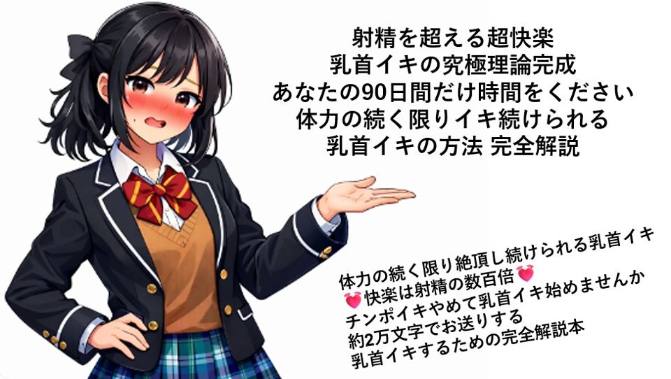 射精を超える超快楽 乳首イキ究極理論完成 あなたの90日間だけ時間をください 体力の続く限りイキ続けられる 乳首イキの方法 完全解説  何回だって体力の続く限り絶頂し続けられる乳首イキ 快楽は射精の数百倍 チンポイキやめて乳首イキ始めませんか 約2万文字でお送りする乳首イキするための完全解説本 サンプル1ページ目