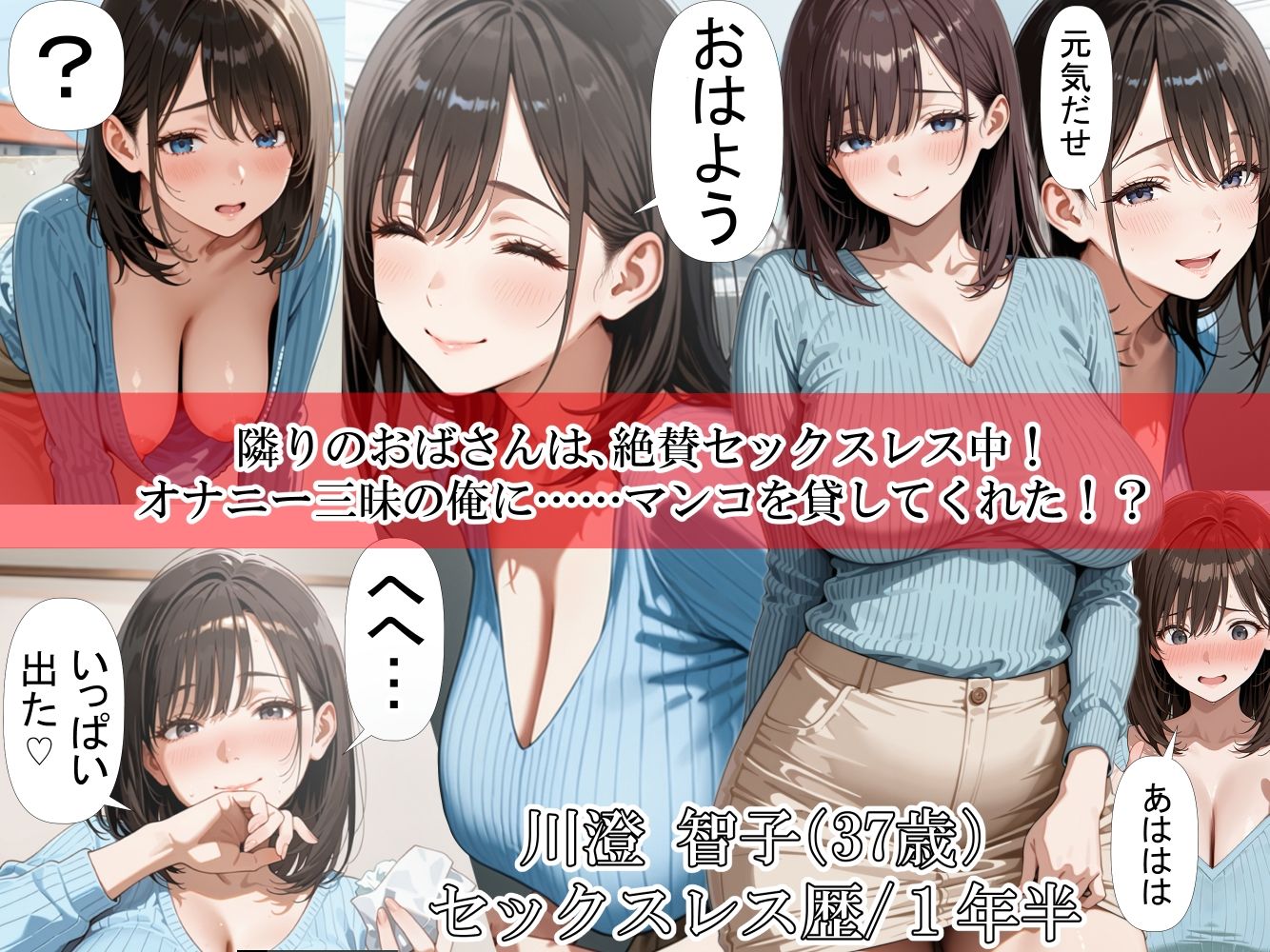 隣りのおばさん、マンコ貸してくれる。 おば肉にピュッピュしてたら俺のマンコになるって全力で媚びてきた サンプル1ページ目