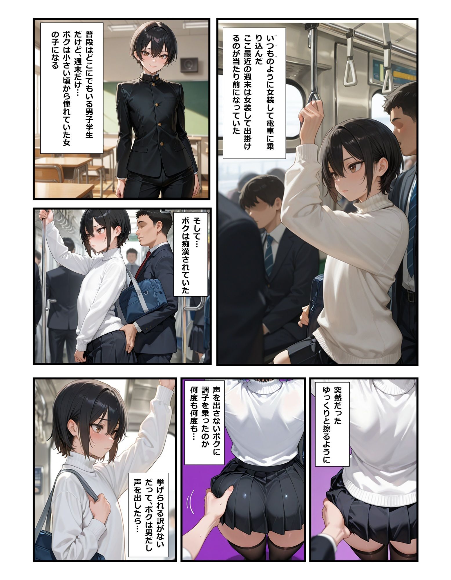 女装してたら痴●されちゃった！犯●れる妄想にハマっちゃった！ サンプル1ページ目