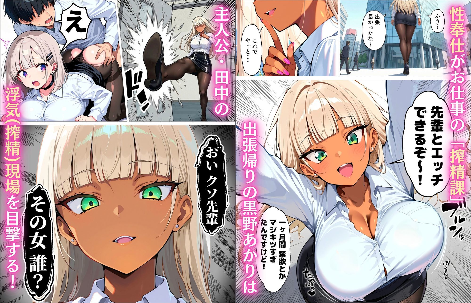 新卒の黒ギャルとダウナーギャルが「2人で」搾精してくれる話 サンプル1ページ目