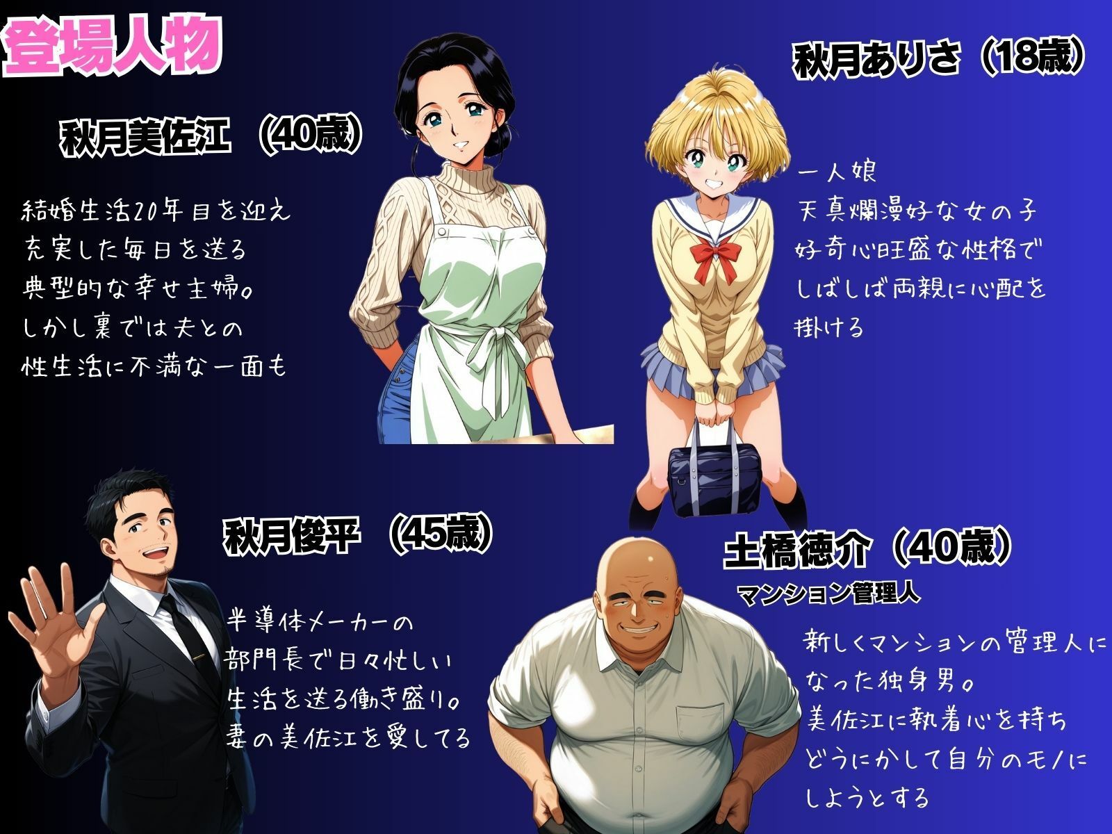 母娘娯楽2〜管理人の罠に堕ちた母娘〜  美佐江（母）の章（前編） サンプル1ページ目