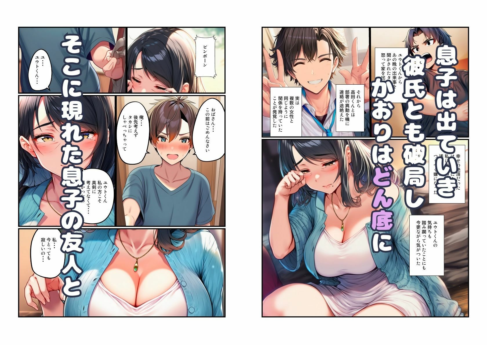 オナニー覗かれシンママ（48）が息子の友人と中出しセックス サンプル9ページ目