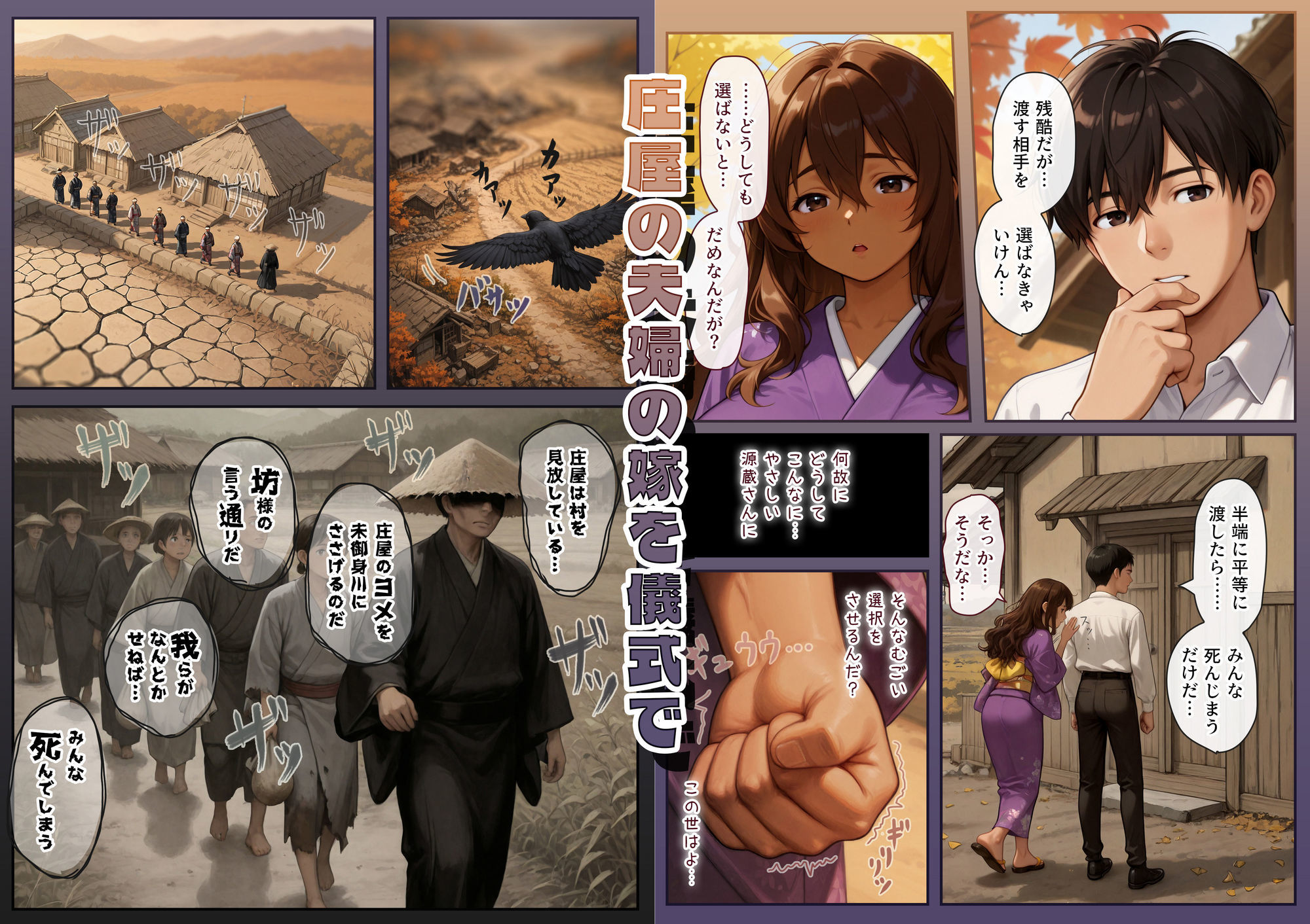 『明治助平浪漫譚』生贄にされた爆乳女は緊縛されてぬれぬれに、儀式はこれでヲハリ。「ムカサリ流し〜ヲハリ編」 サンプル2ページ目
