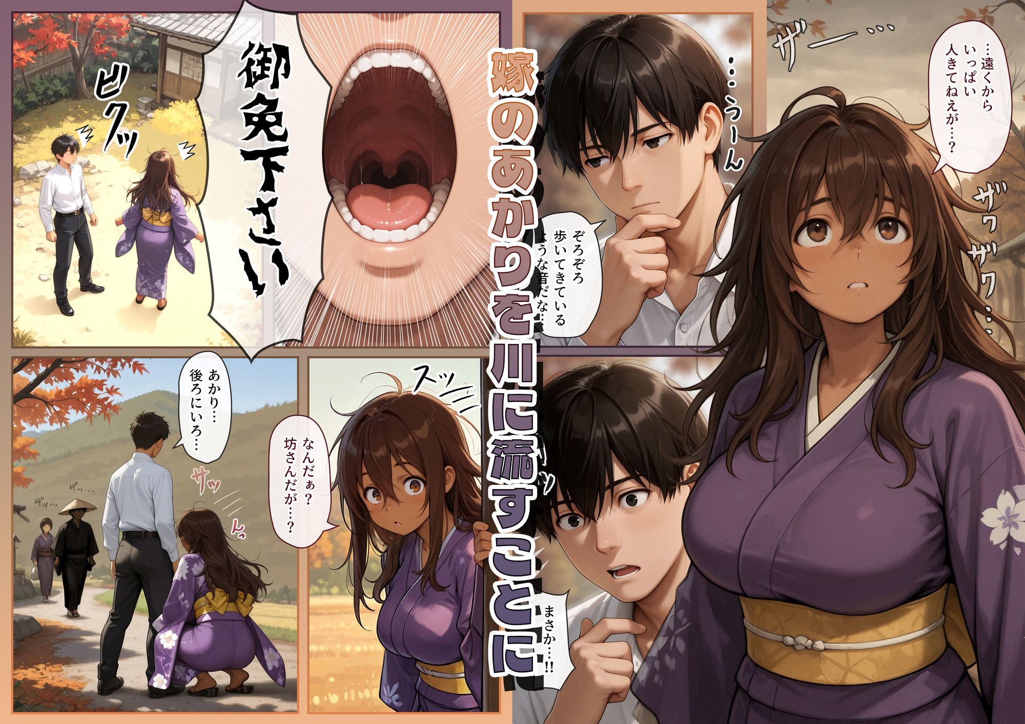 『明治助平浪漫譚』生贄にされた爆乳女は緊縛されてぬれぬれに、儀式はこれでヲハリ。「ムカサリ流し〜ヲハリ編」 サンプル3ページ目