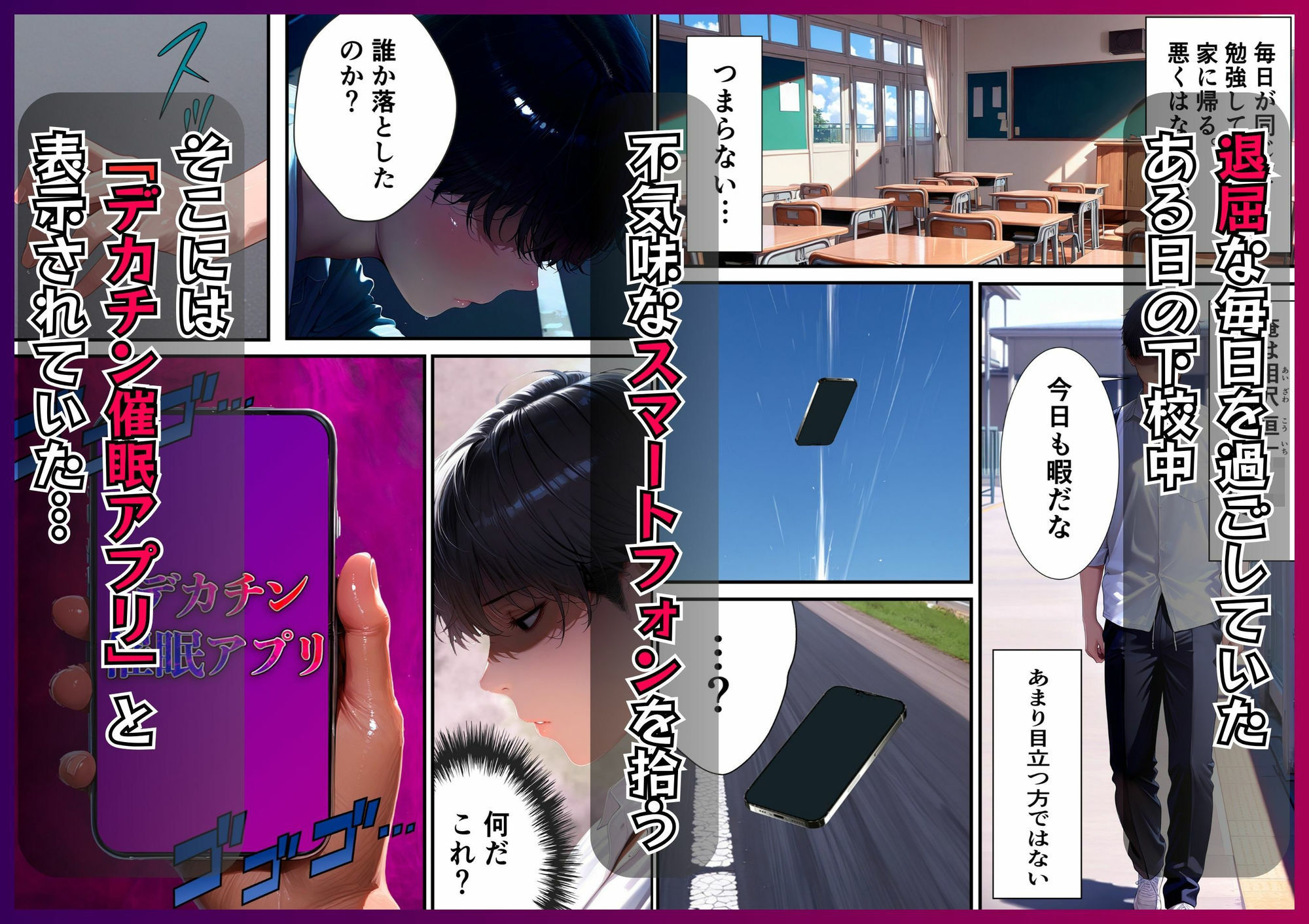 デカチン催●アプリ-学園の女子全員支配する-デカチンになり女子校生を完堕ち服従させるアプリ サンプル1ページ目