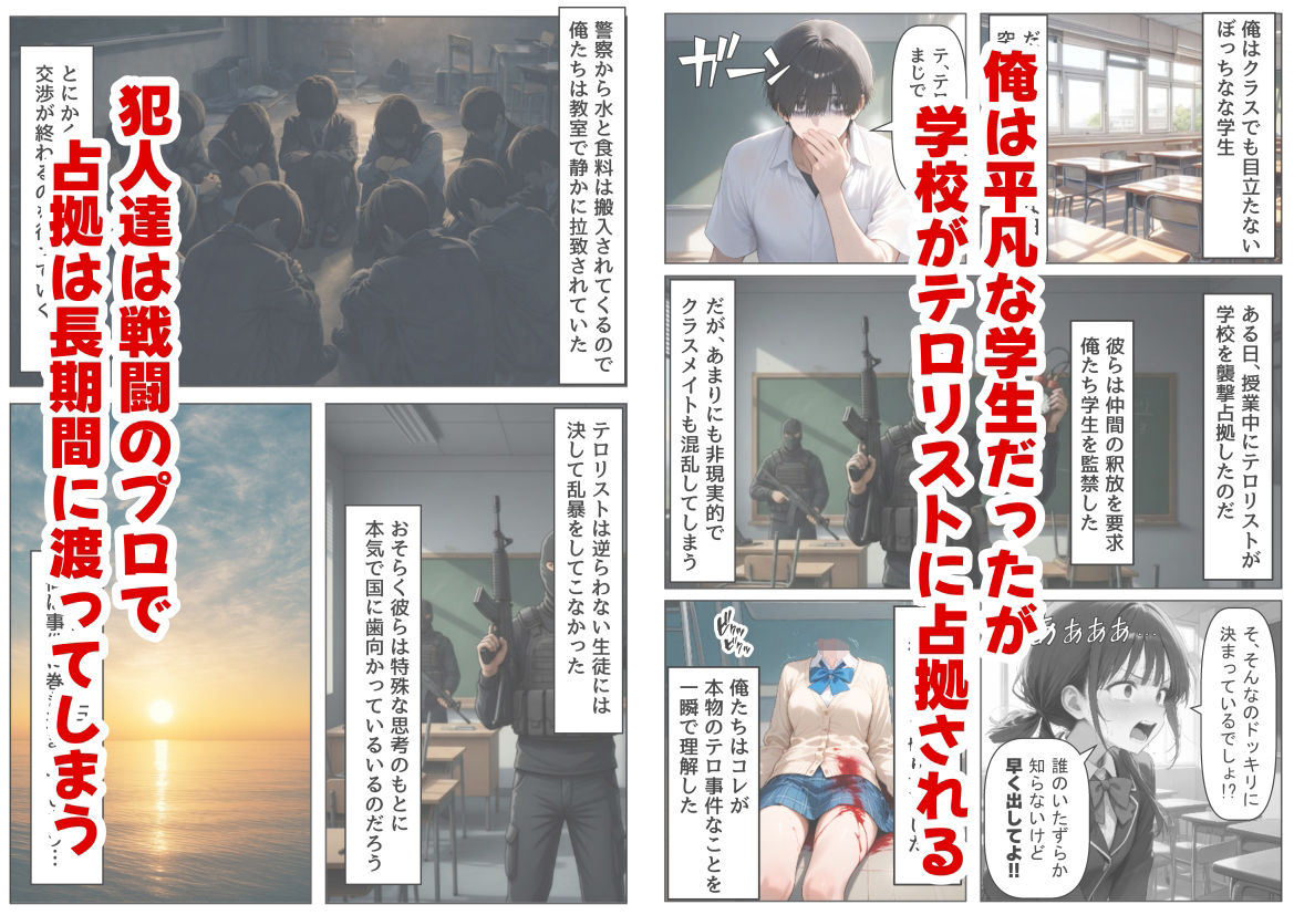 学校占拠したテロリストに、俺は片思い女子と、無理やりセックスさせられる サンプル1ページ目